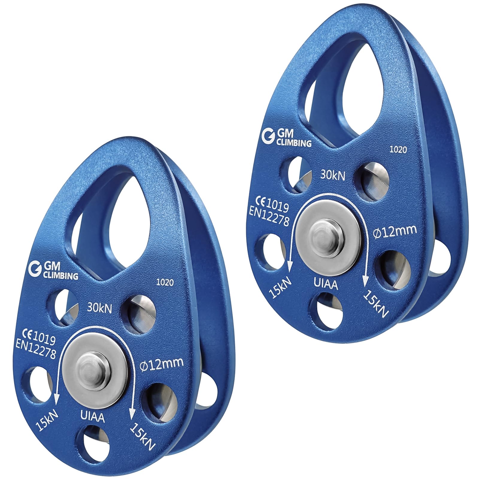GM CLIMBING CE UIAA認証 30kN マイクロプーリー モバイルサイド プレート クライミングプーリー 12mmロープ適合 ボールベアリング 登山 クライミング アーボリスト ツリークライミング 伐採 レスキュー プーリーシステム設置 ブル