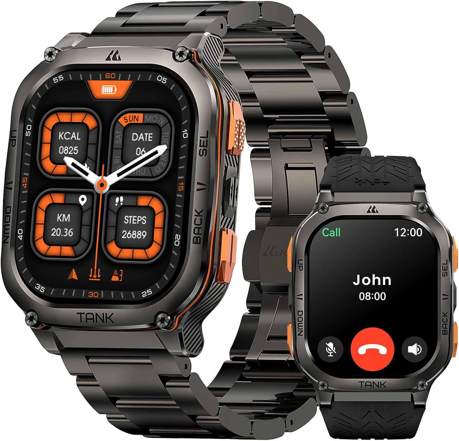 KOSPET Tank M3 Ultra メンズスマートウォッチ GPS内蔵 5ATM/IP69K防水 Bluetooth通話 メッセージ通知 健康管理 睡眠モニタリング 170+スポーツモード 気圧高度計 コンパス AIボイス操作 iPhone Andr|松陰屋 店