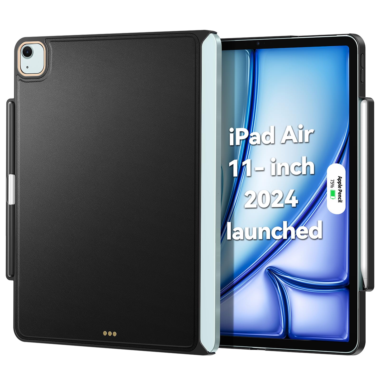 Matekxy iPad Air 11インチ ケース M2 2024専用 マジックキーボードに対応 Magic Keyboard/Smart Keyboard Folioに対応 Apple Pencilホルダー付き マグネット付き 磁気吸着 薄型軽量 革(
