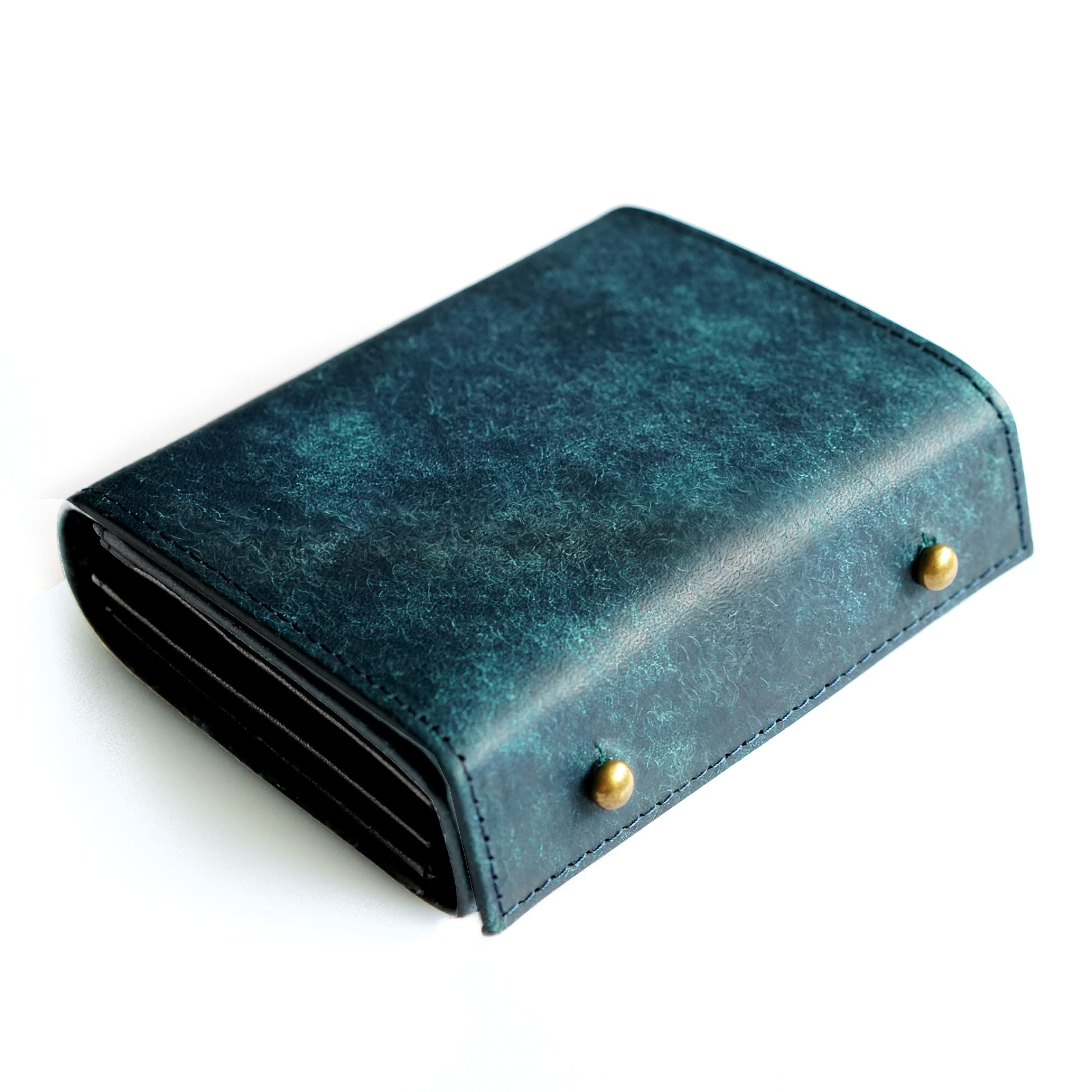 [IrideScent] 二つ折り財布 メンズ 2つ折り 箱型の小銭入れ イタリアン レザー プエブロ ミニ財布 コンパクト 小さい財布 二つ折り 箱状です 牛革 大容量 L字 レディース PUEBLO (Navy)
