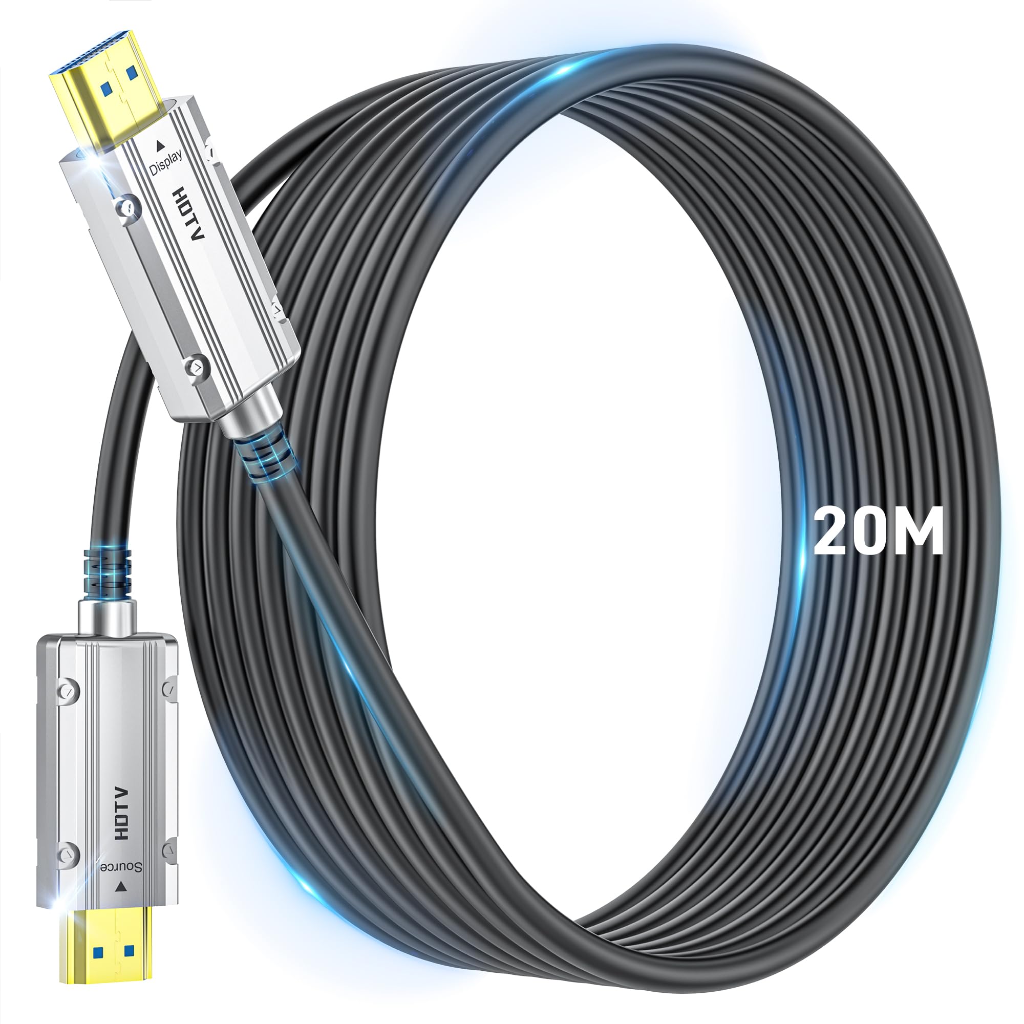 8K 光ファイバー HDMI 2.1ケーブル 20M HDMI ケーブル 48Gbps 超高速伝送 信号無損失 長距離配線 8K@60Hz/4K@120Hz 7680*4320の下位互換性 Dynamic HDR HDCP 2.2 & 2.3 eARC P｜松陰屋 店 10,876円