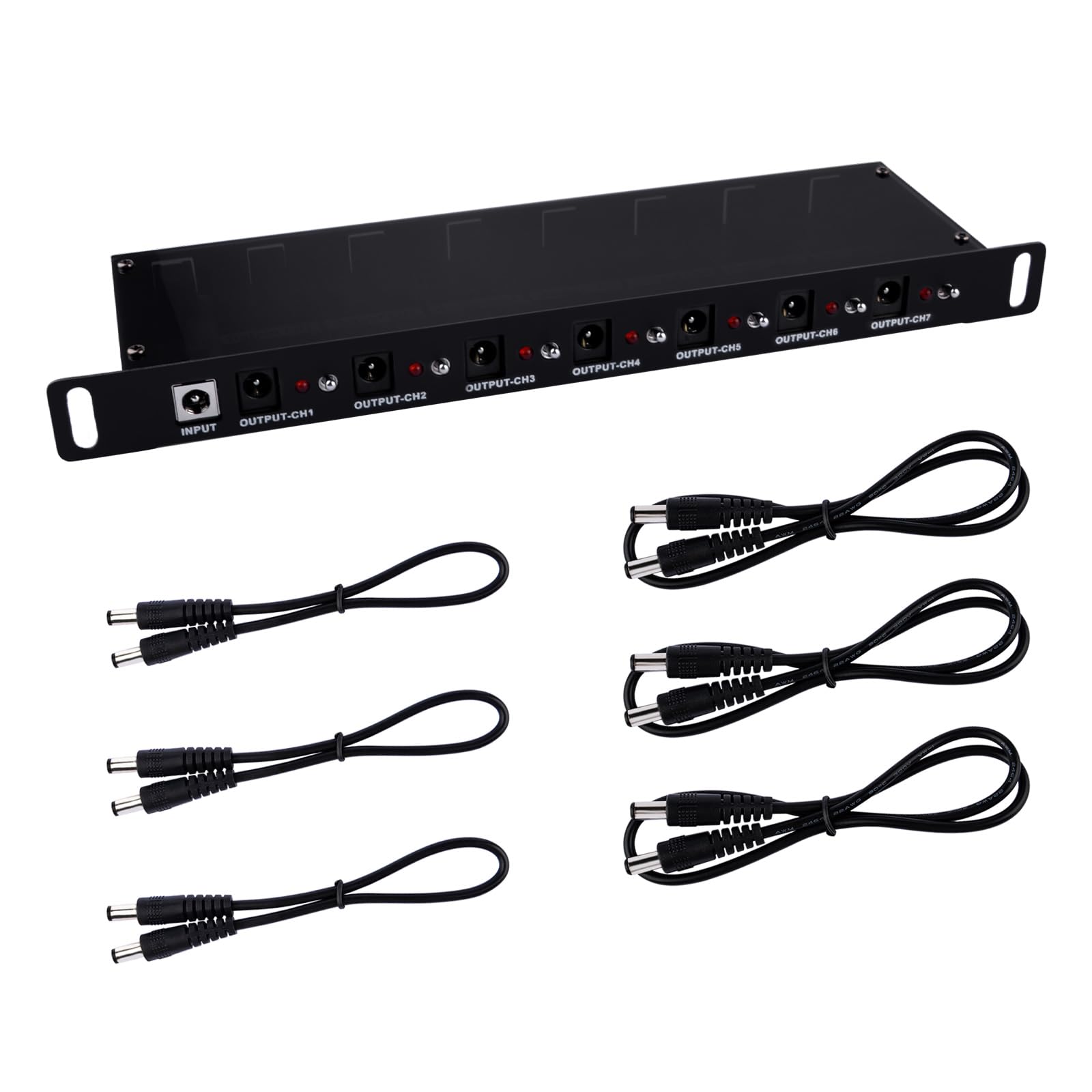 GeeekPi DC PDU Lite 7-CH 0.5U ラックマウント型配電ユニット、DeskPi Rackmate T1/T0/T2 および 10 インチ サーバー キャビネット用、7 個のコンセント、3 本の 25cm DC5521 ケーブルと 3|松陰屋 店