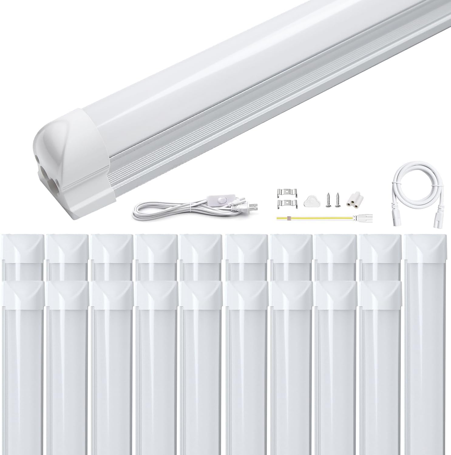 1500LM超高輝度 9.5w超節電 器具一体型 LED蛍光灯 T8直管 20w形 昼白色 60cm スリム 照明器具 100V/200V対応 直感型 間接照明 太陽の明るさに最も近い自然な光の色 配線工事不要 病院 学校 コンビニ(昼白色-20w形-20|松陰屋 店
