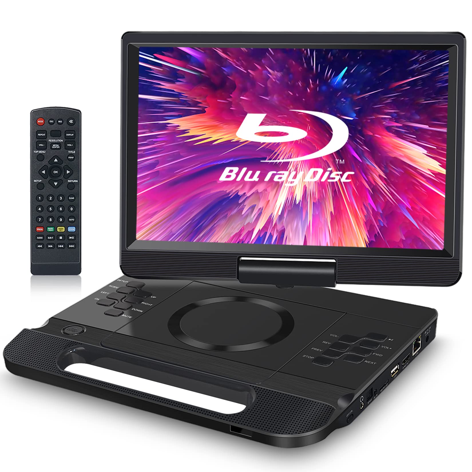 FANGOR ポータブルブルーレイプレーヤー 12インチ 1080P液晶 270度回転 4500mAh内蔵バッテリー 5時間連続再生 CPRMとリージョンフリー対応 HDMI出力 AV入力 イヤホンジャック出力 USB対応 ３電源対応 車載可能 携帯便利 ｜松陰屋 店