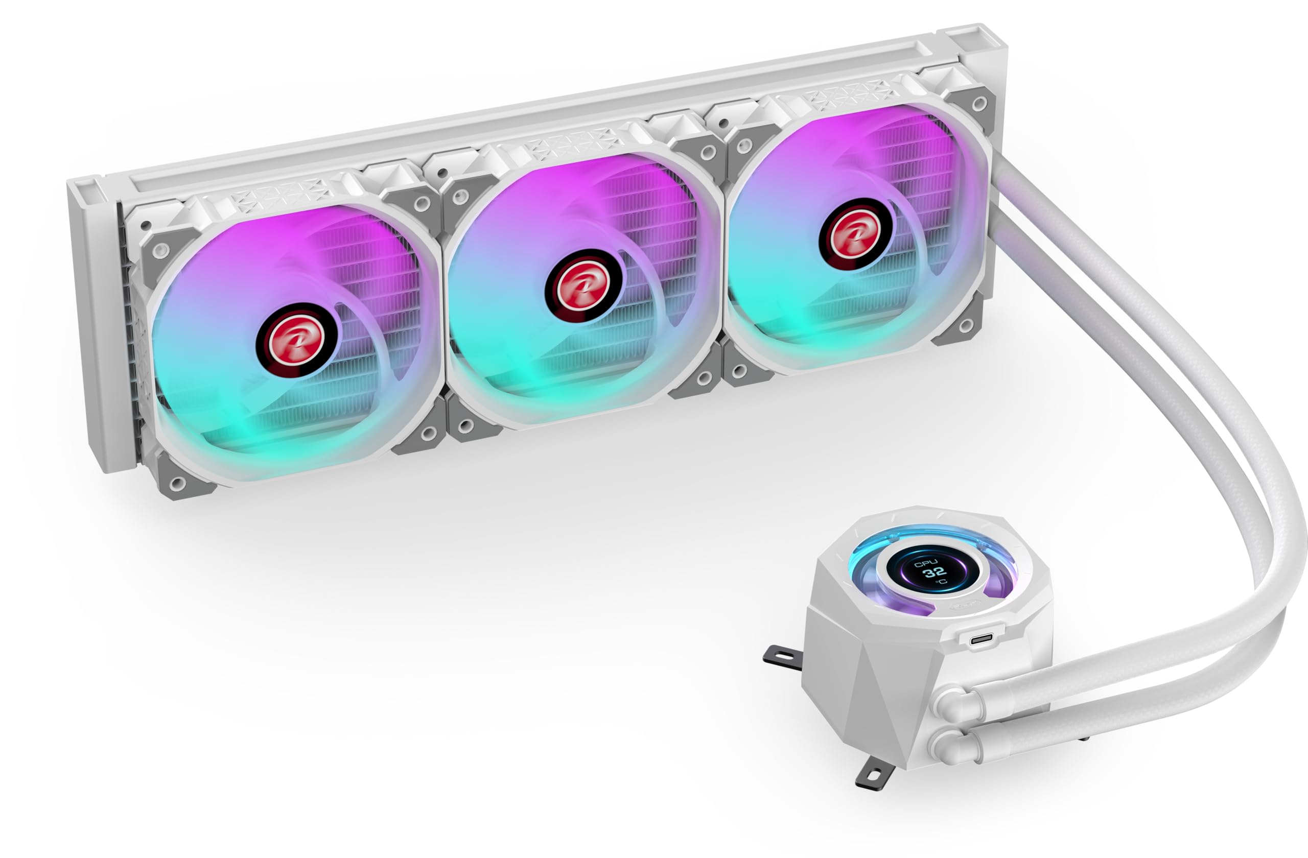 RAIJINTEK ライジンテック CYCLOPS 360 WHITE AIO水冷CPUクーラー 、1.4インチLCDスクリーン、高性能液体金属熱伝導ペースト52W/mk (0R10B00229)