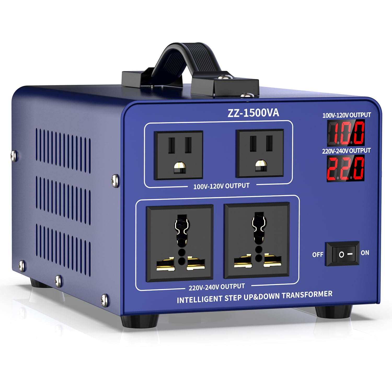 1500VA 変圧器 アップトランス ダウントランス 100V 220V 変換 入力出力電圧自動切替 海外電気製品を日本で使用 降圧・昇圧兼用型 100vから220v電源変換 海外機器対応 4口プラグ付き