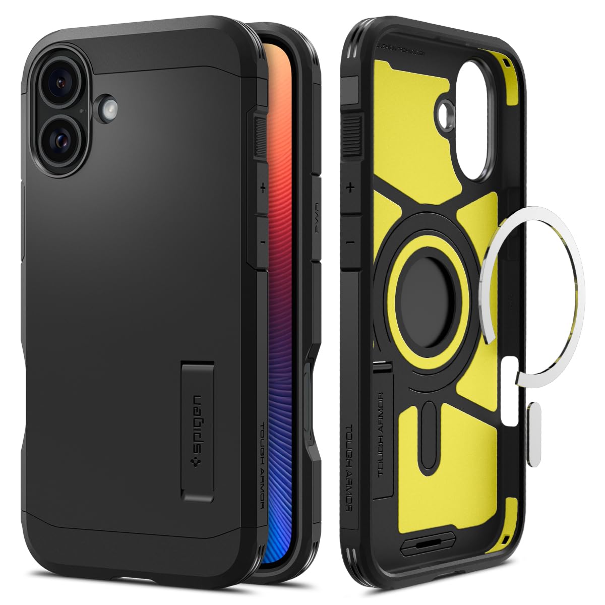 Spigen 【創業18年の技術力】iPhone 16 ケース MagSafe対応 耐衝撃 マット 2重構造 米軍MIL規格 タフ・アーマー(AI)・マグフィット ACS08216 (ブラック)