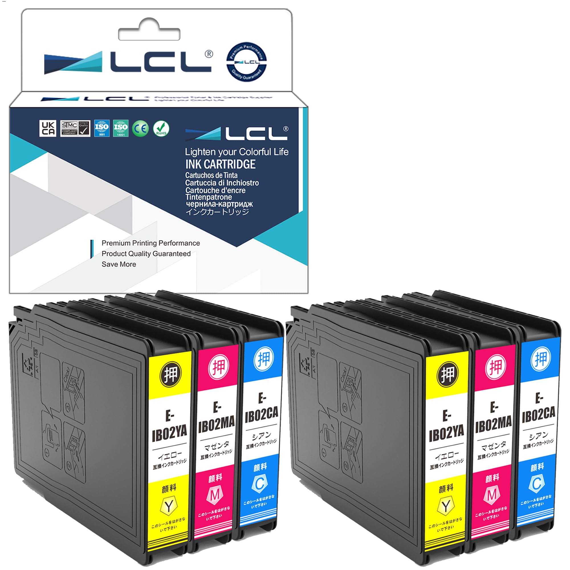 LCL エプソン用 IB02 IB02A IB02CA IB02MA IB02YA （2*3色セット） 顔料 互換インクカートリッジ 対応機種：PX-M7110F/M7110FP/M7110FT/S7110/S7110P/S711H5/S7H5C0/M71
