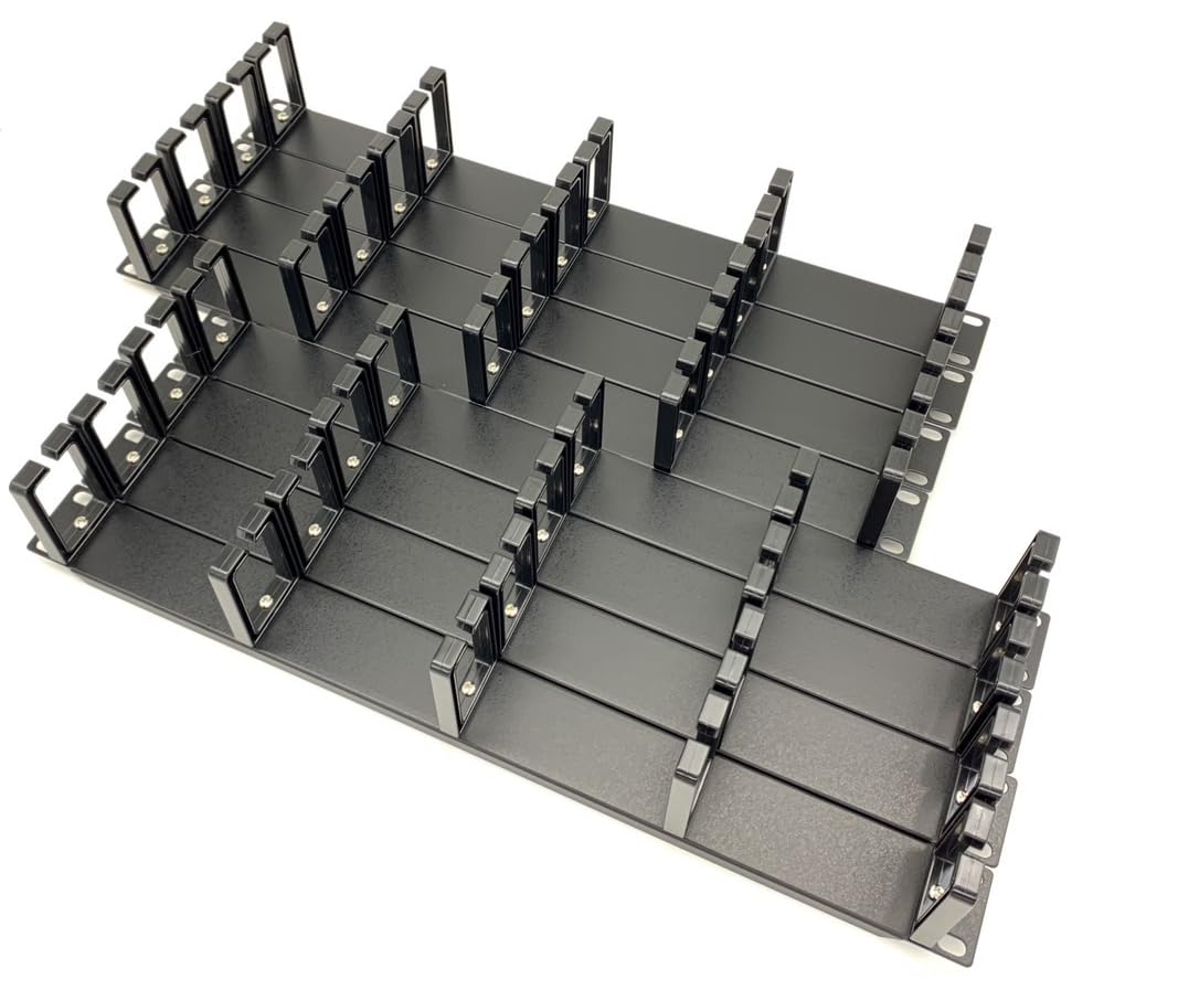 Metamas Lab - 8個パック 1U 19インチ サーバーラック ケーブル管理パネル Dリングフック付き 台湾製