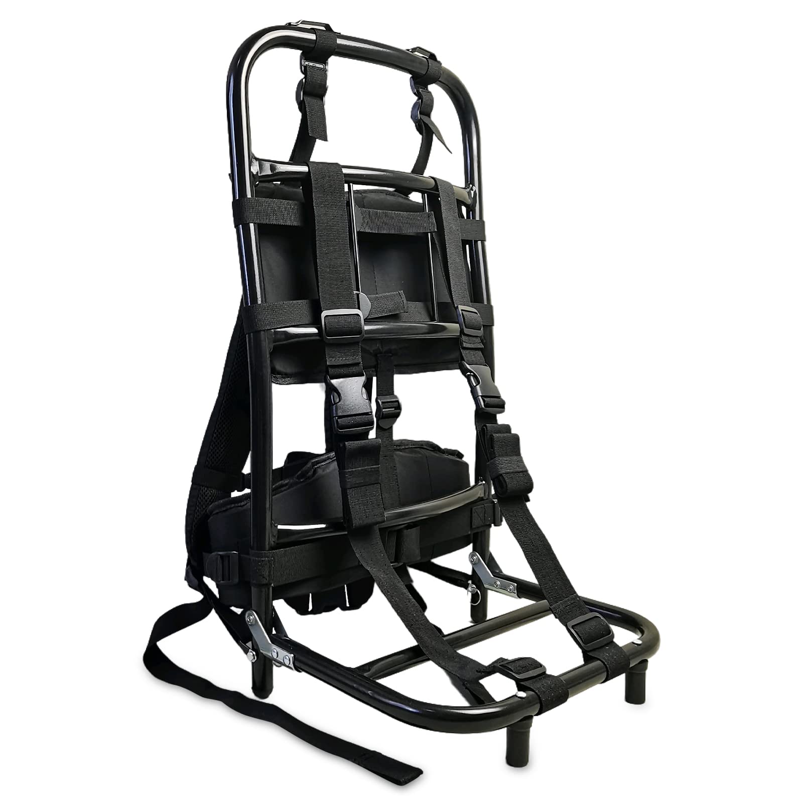 [PAKESI] キャリー 背負子 登山用 アルミ合金 ポータブル 折りたたみ式 耐荷重60KG 頑丈 バックパック外枠 釣り/キャンプ/アウトドア ブラック 37*25*73cm