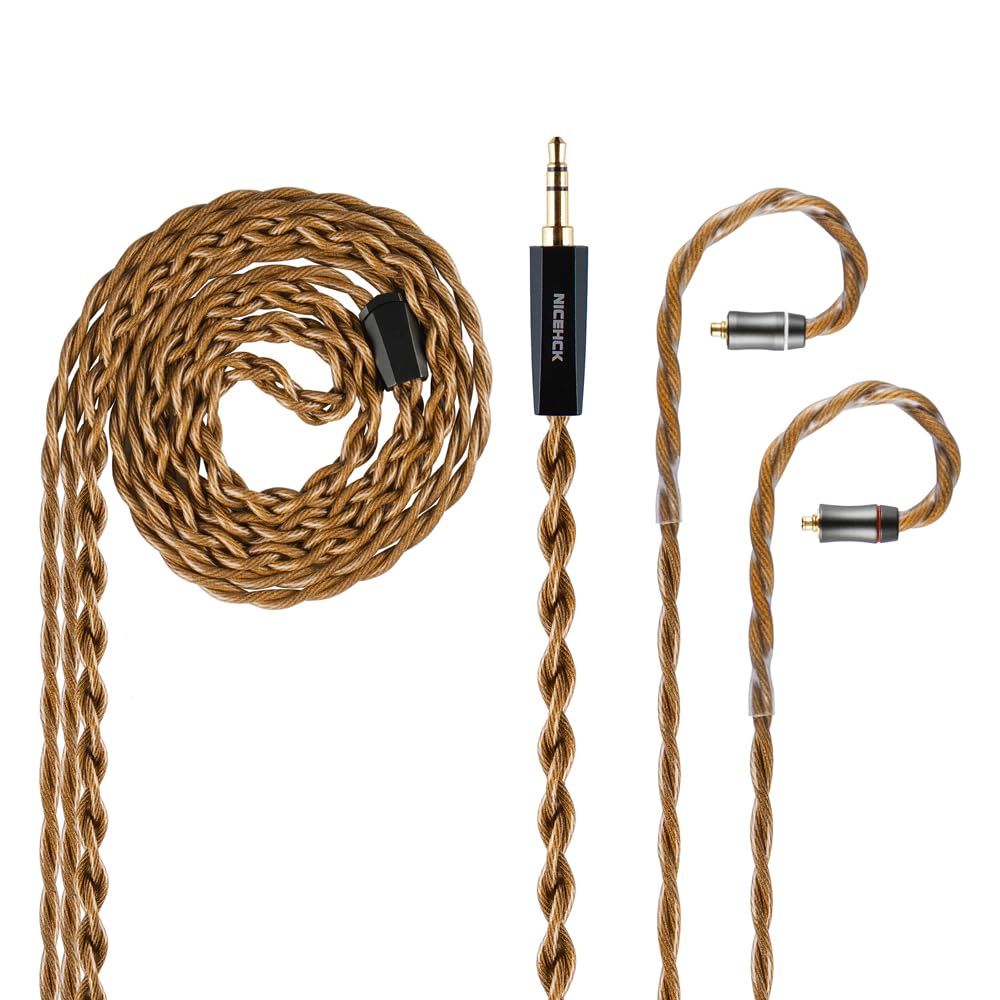 NICEHCK OurLaura イヤホンリケーブル トリプル複合 特殊連続鋳造の高導電性銅導体 MMCX 3.5mm 交換用 大きいワイヤゲージAWG 着脱式 hifiリケーブル アップグレードケーブル 1.2m DIY (3.5mm MMCX)