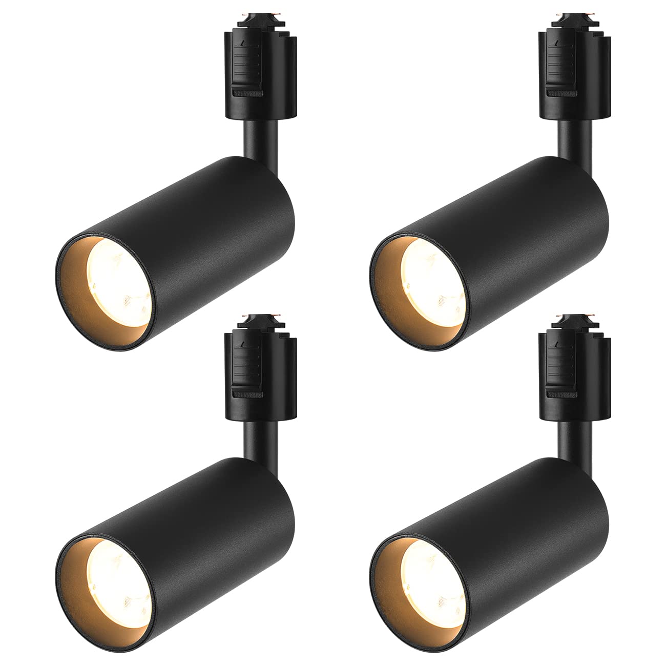 LVWIT ダクトレール用 スポットライト ライティングレール用 消費電力10W（75W相当） 電球色 3000K 大光量1000lm ライティングバー LED搭載 器具一体型 インテリア照明 取付簡単 ブラック 4個セット