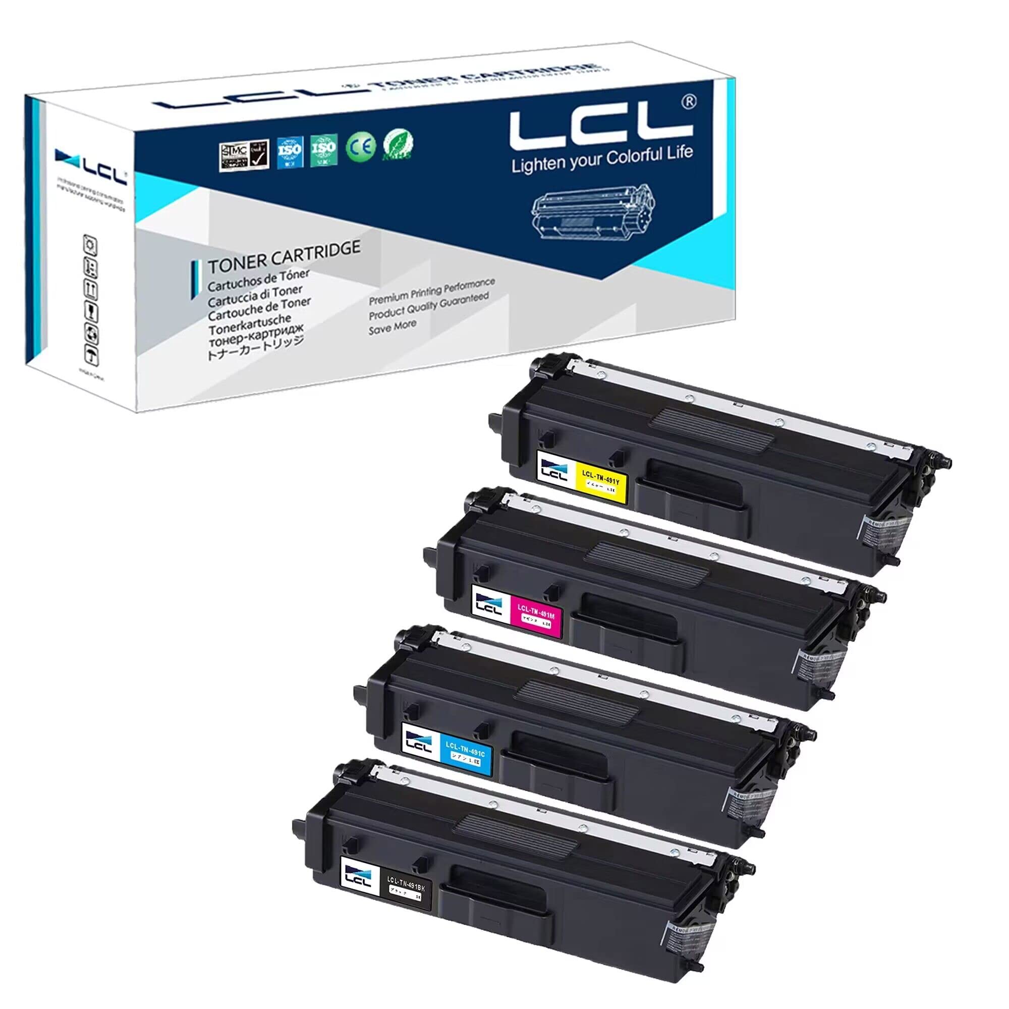 LCL Brother用 ブラザー用 TN491 TN-491 (4色セット ブラック シアン マゼンタ イエロー) 互換トナーカートリッジ 対応機種：HL-L8360CDW HL-L9310CDN MFC-L8610CDW MFC-L8690CDW MF