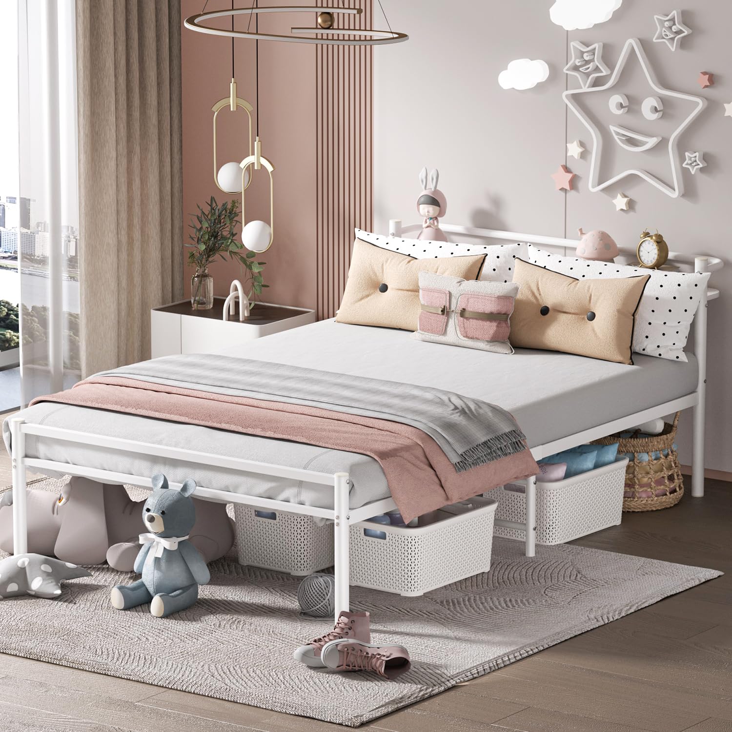 楽天市場】PRTONEパイプベッドベッドフレームセミダブル棚付き