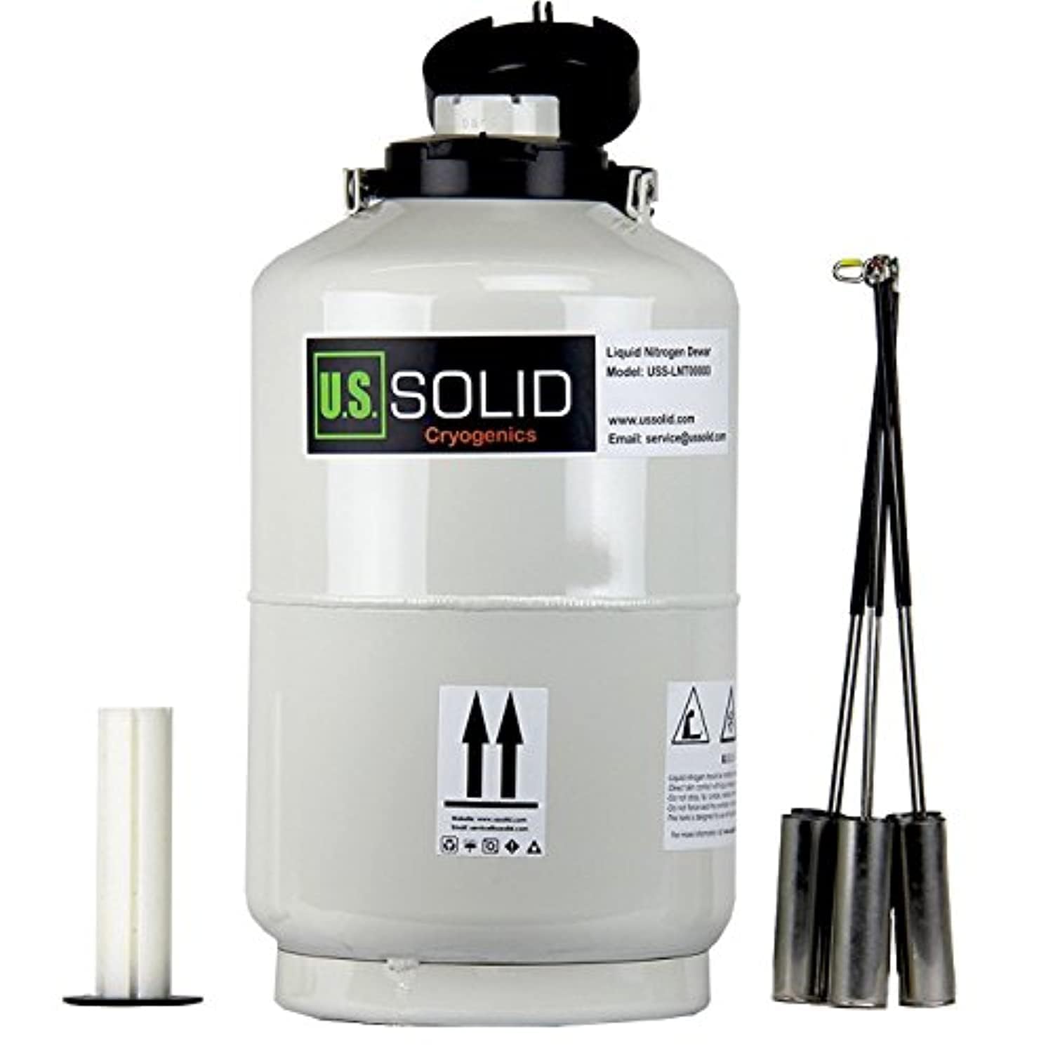 U.S. Solid 液体窒素タンク、液体窒素デュワー、LN2極低温容器、生物サンプルの保存、冷凍保存、低温科学研究、超低温処理、液体窒素の蒸発(10L、6缶、50mmネック径、アルミ合金材・)