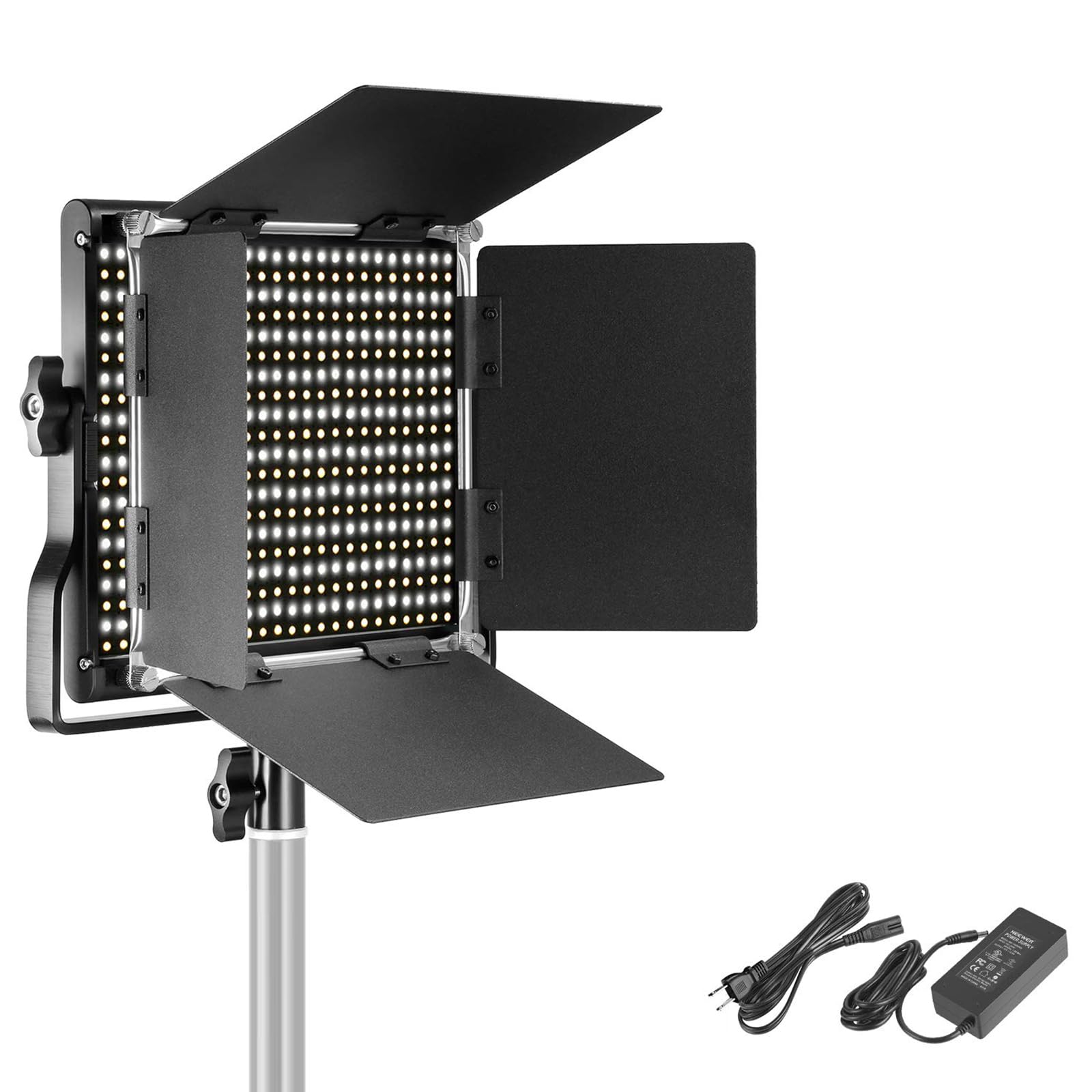 NEEWER 660 LEDビデオライト 40W 高輝度 3200K-5600K 二色 0-100%調光可能 660個LEDビーズ CRI96+ 3300lux/1m 撮影用パネルライト Uブラケット、バーンドアと収納ケース付き スタジオ照明/生放送/動画|松陰屋 店