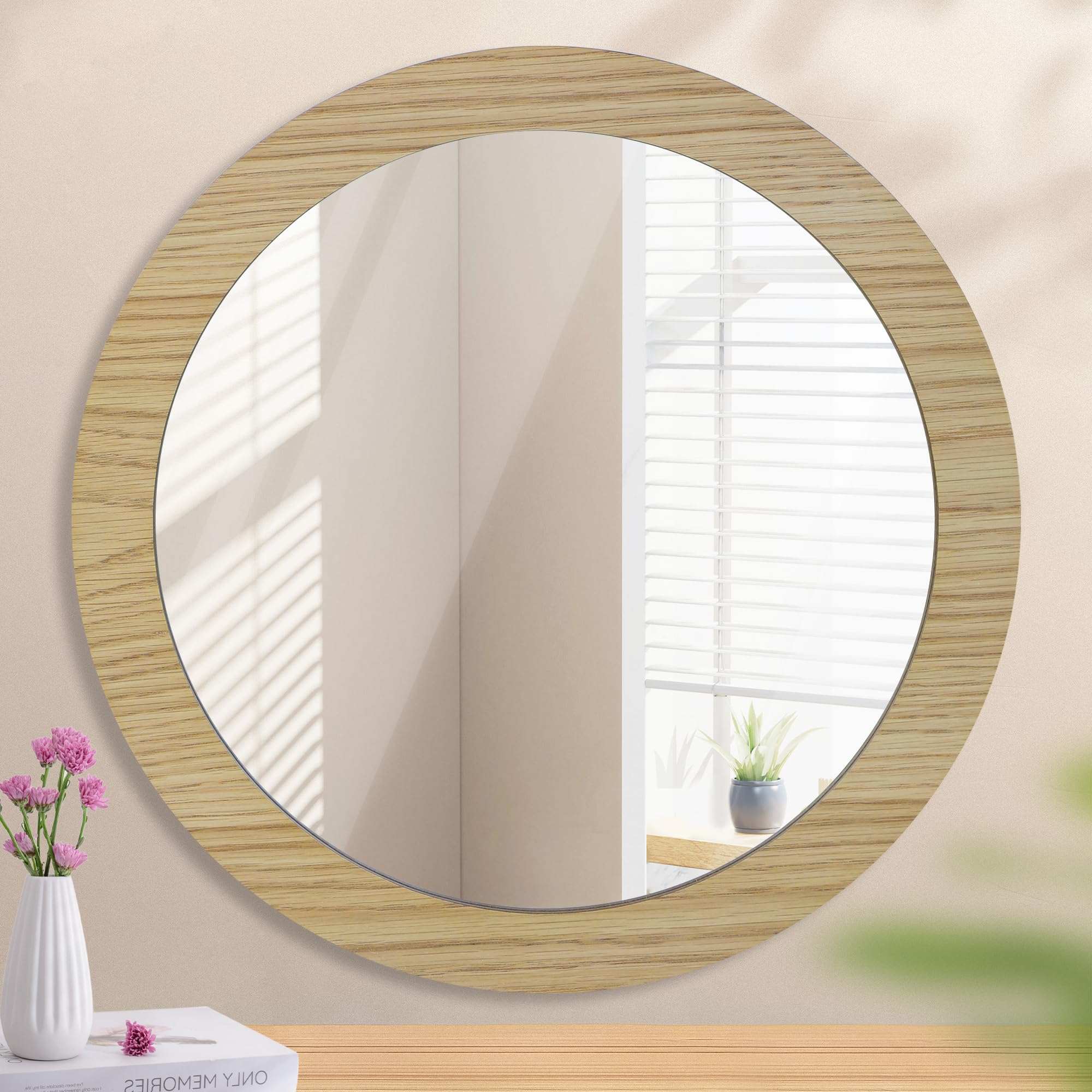 楽天市場】Browgrow 壁掛けミラー 木製 鏡 壁掛け鏡 丸型ミラー