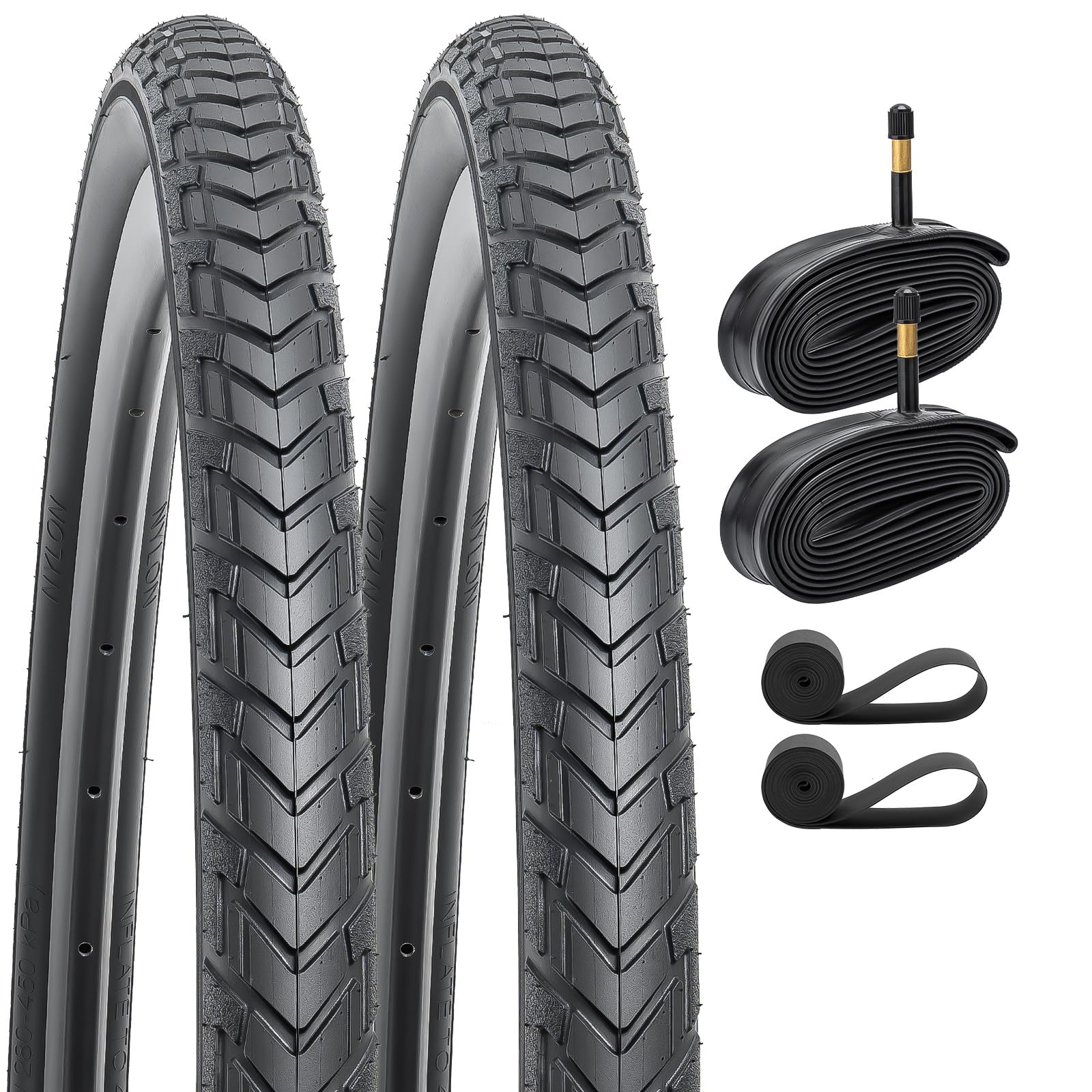 YunSCM 2本セット,700 40c タイヤ,700x40c 42-622 自転車タイヤ + 700x35/43c チューブ 米式バルブ48mm +リムテープ + タイヤレバー,適用 700x40c クロスバイク、ロードバイク,Y-148-AV