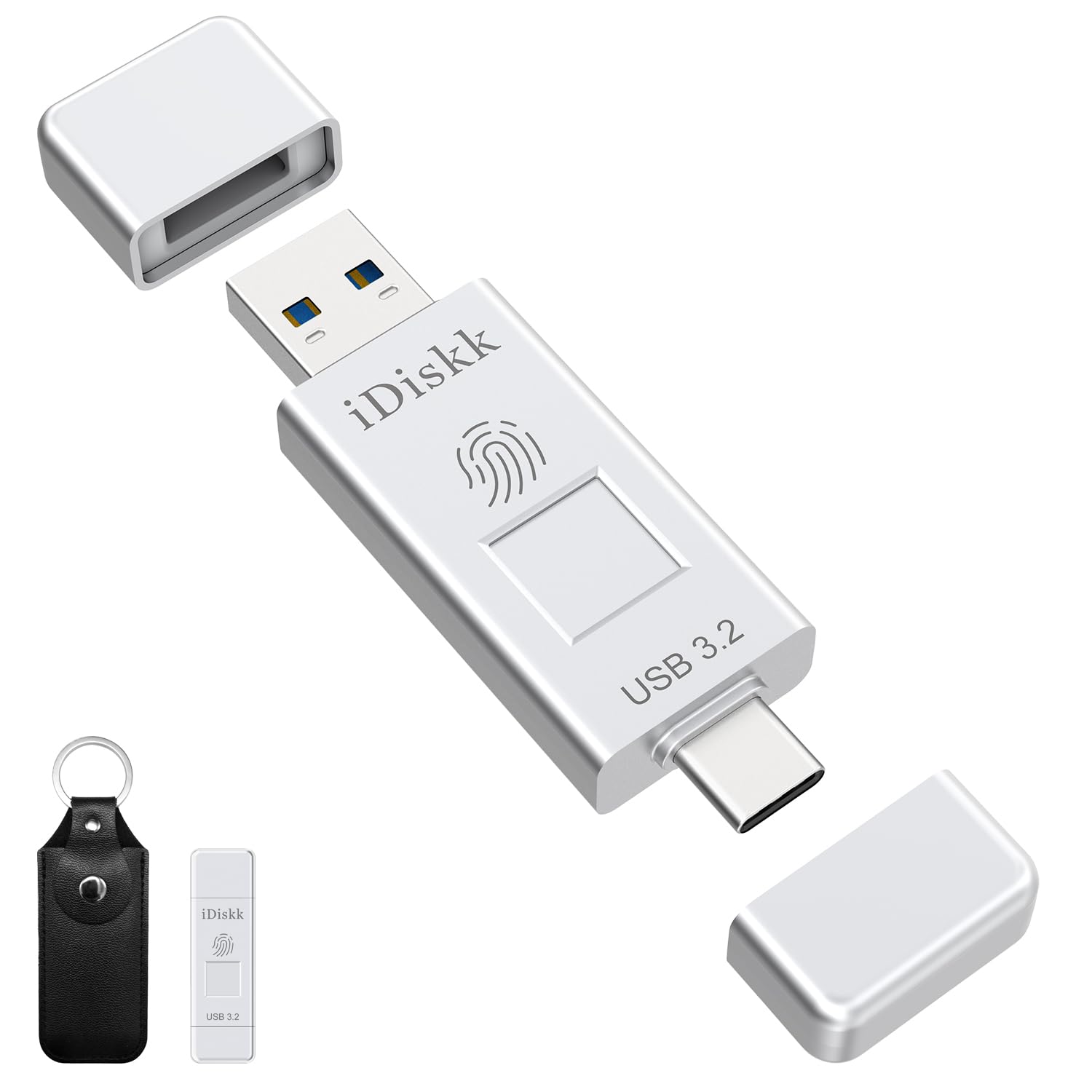 iDiskk 指紋認証 USBメモリ・フラッシュドライブ 512GB USB3.2 Gen2 フラッシュメモリー 最大読取り速度450MB/s ハイスピード【USB3.2+Type-Cコネクタ搭載 APP使用と不使用二つ選択あり】OTG外付けUSBディスク|松陰屋 店