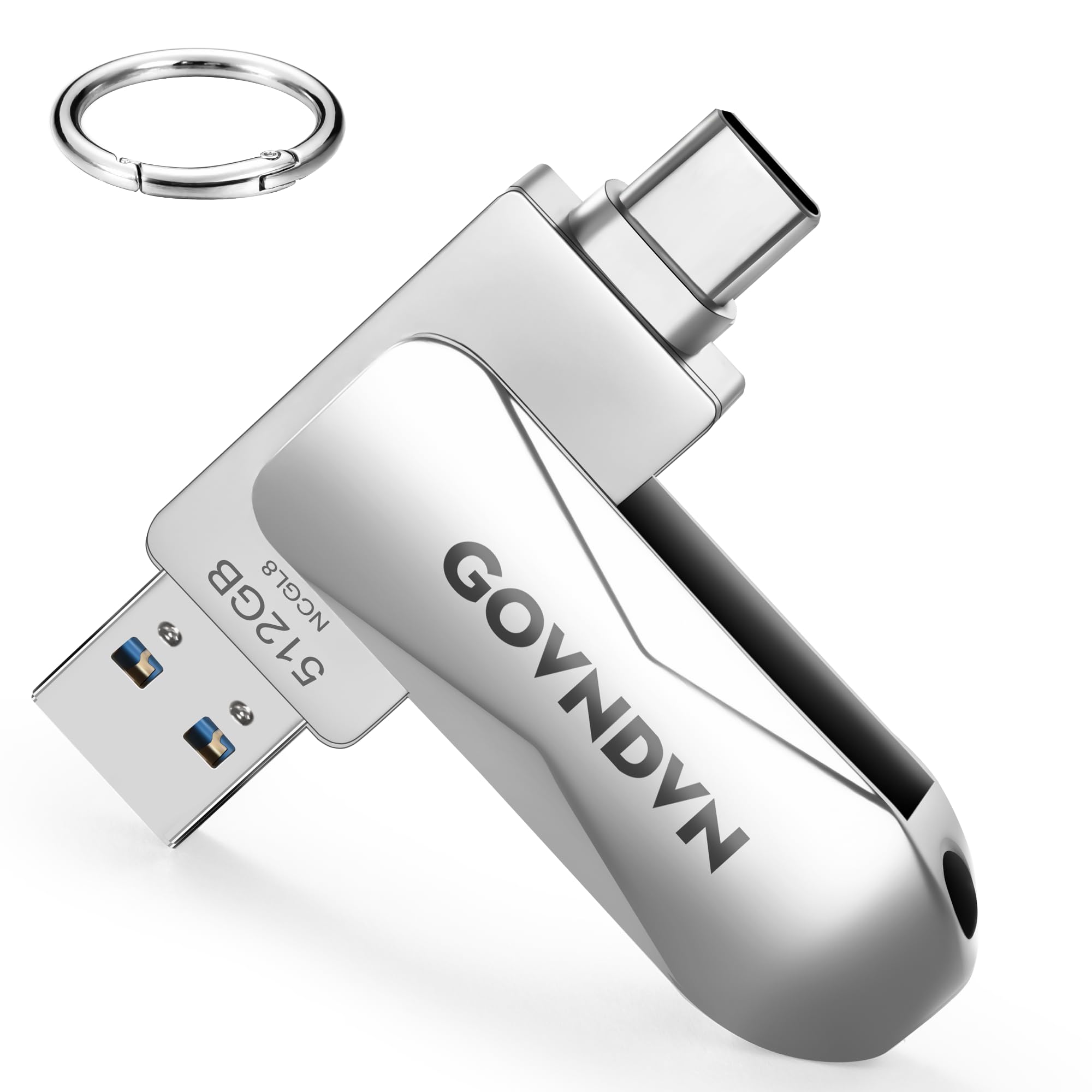 GOVNDVN iPhone 15 対応 USBメモリ512GB 2-IN-1 USB3.0 & Type-C 高速フラッシュメモリiPad USB iPhone対応 フラッシュドライブ 写真保存外付けメモリiPhone15シリーズ/iPad/Androi