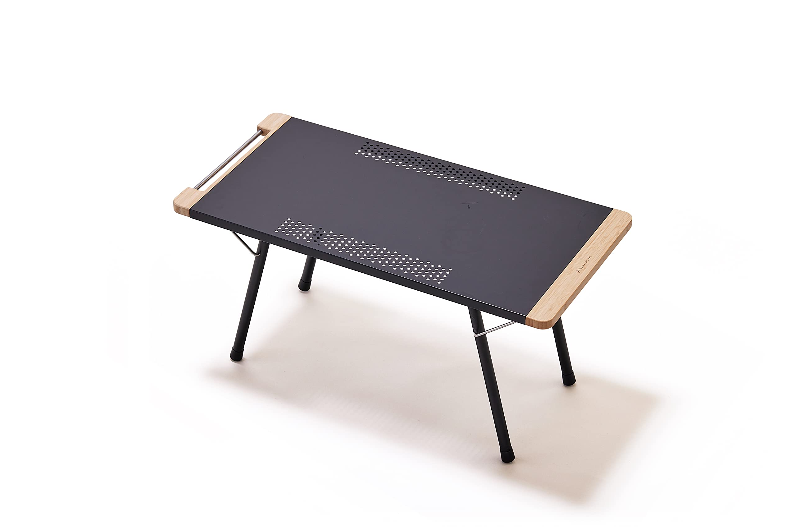 LALPHA (ラルファ) ファイヤーサイドテーブル ロング ブラック 焚き火テーブル 70×34cm 折りたたみ ステンレス 耐熱 簡単設営 収納ケース付き TA-080BK