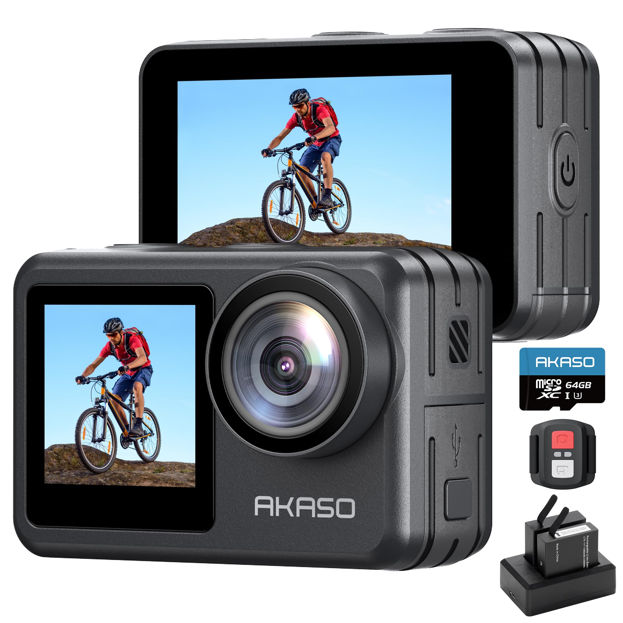 AKASO Brave 7 LE アクションカメラ 4K 20MP 64GBメモリカード付き IPX7本機防水 40M防水(防水ケース付属) 六軸手ぶれ補正|松陰屋 店