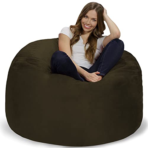 チルサック(Chill Sack) ビーンバッグチェア ソファ オリーヴブラウン ポリウレタンフォーム ソフトマイクロファイバーカバー付き 大型 122×122×76cm 【日本正規輸入品】|松陰屋 店