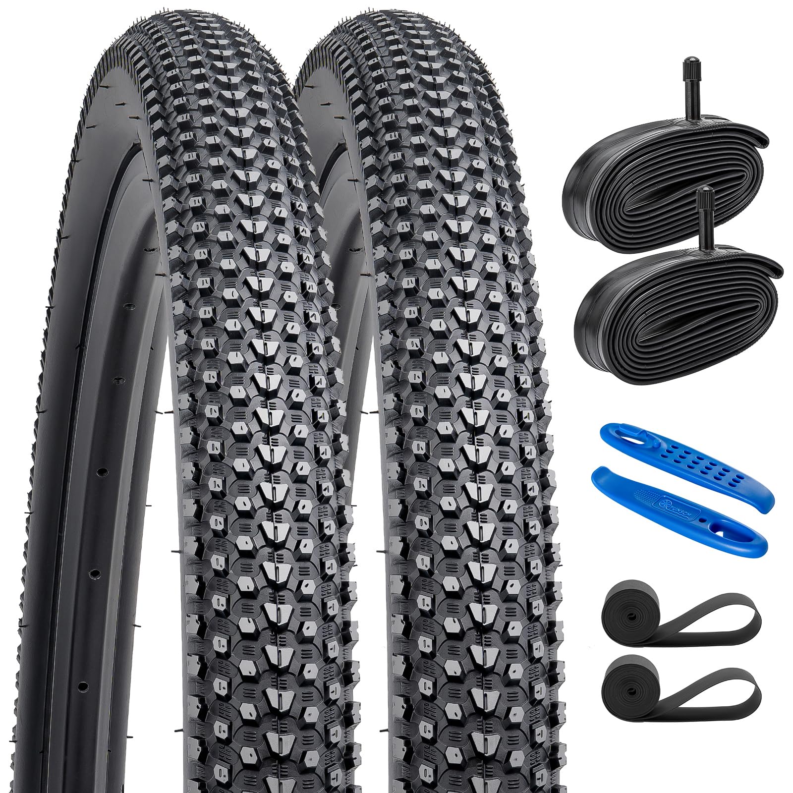 YunSCM 2本セット,29 2.10 タイヤ,29x2.10 54-622 自転車タイヤ + 自転車チューブ 米式バルブ32mm +リムテープ+タイヤレバ,適用 29インチ 2.10 マウンテンバイク、クロスバイク,Y-2003