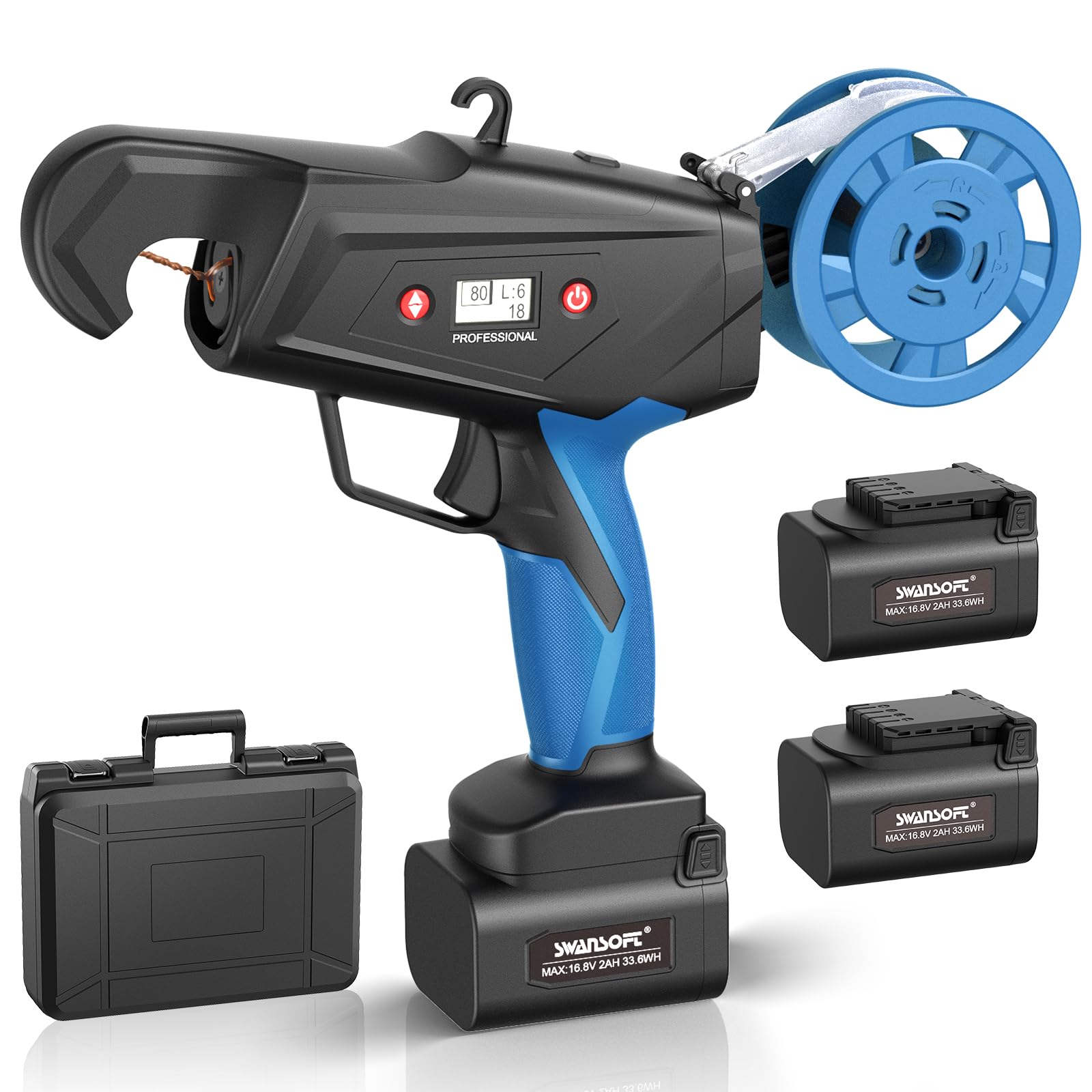 SWANSOFT 電気植物結束機、 2 * 2Ah リチウム電池、プロフェッショナル植物つる結束機B12BLUE (青)|松陰屋 店
