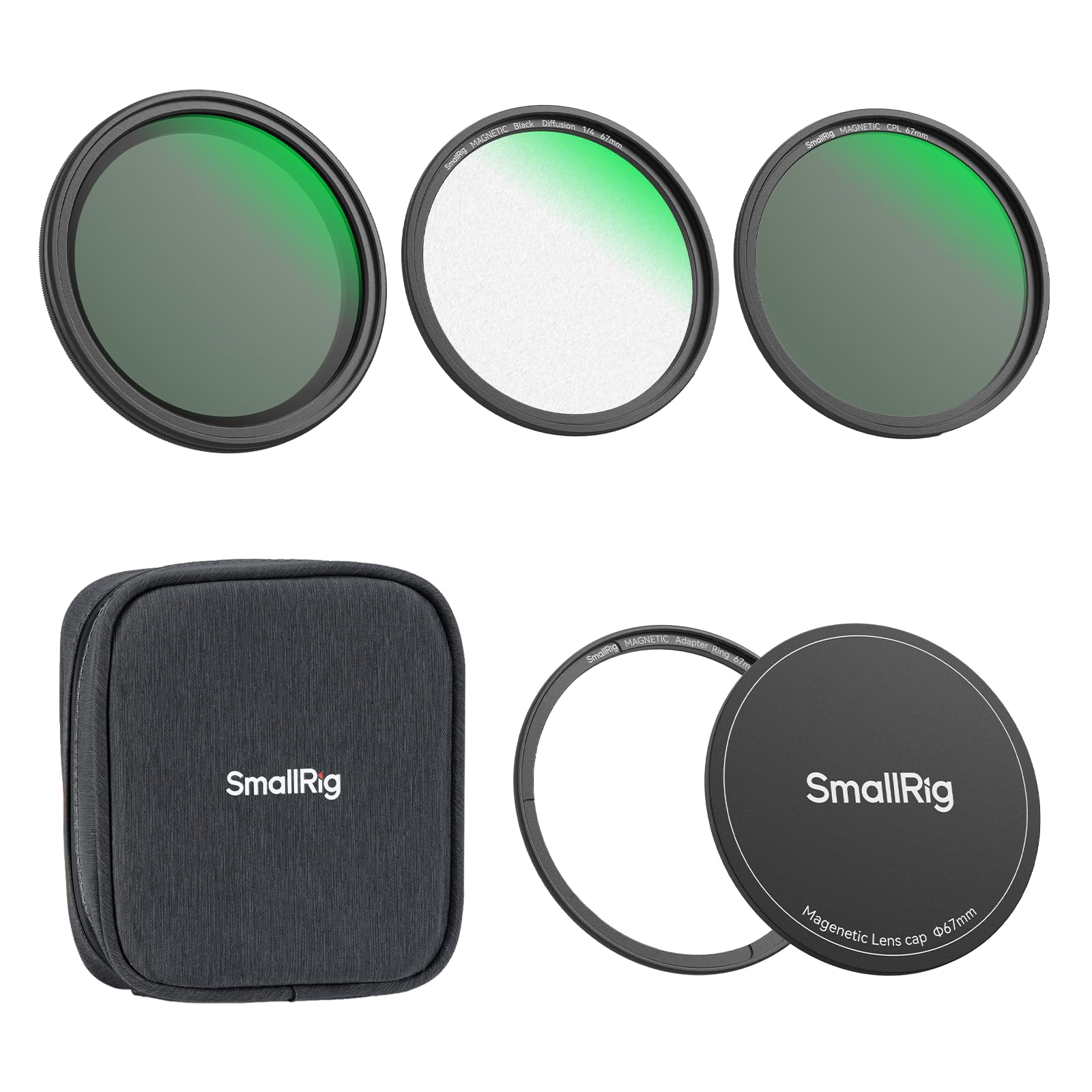 SmallRig 5-in-1 マグネット式 67mm レンズフィルターキット VND + CPL + ブラックミスト 1/4 + ねじ式アダプターリング + マグネット式レンズカバー + 収納バッグ + クリーニングクロス、スマホカメラレンズ用マグネット｜松陰屋 店 17,325円