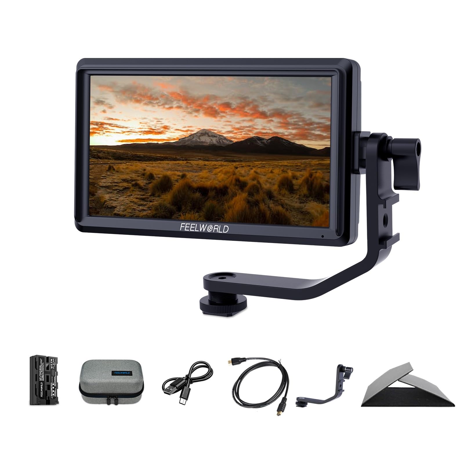 FEELWORLD S55 V2 5.5インチDSRカメラフィールドモニター3D LUT小型フルHD 1920x1152 IPS ビデオアシスト4K HDMI入出力（F550バッテリーと収納袋付き）