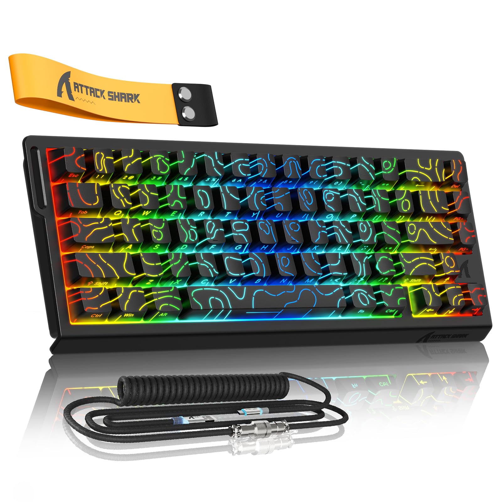 ATTACK SHARKxMAMBASNAKE X68 HEゲーミングキーボード、ラピッドトリガー対応、磁気スイッチ、8000Hzポーリングレート、0.125msレイテンシー、0.01mmRT精度、0デッドゾーン、snap tap、128Kスキャンレート、 7,285円
