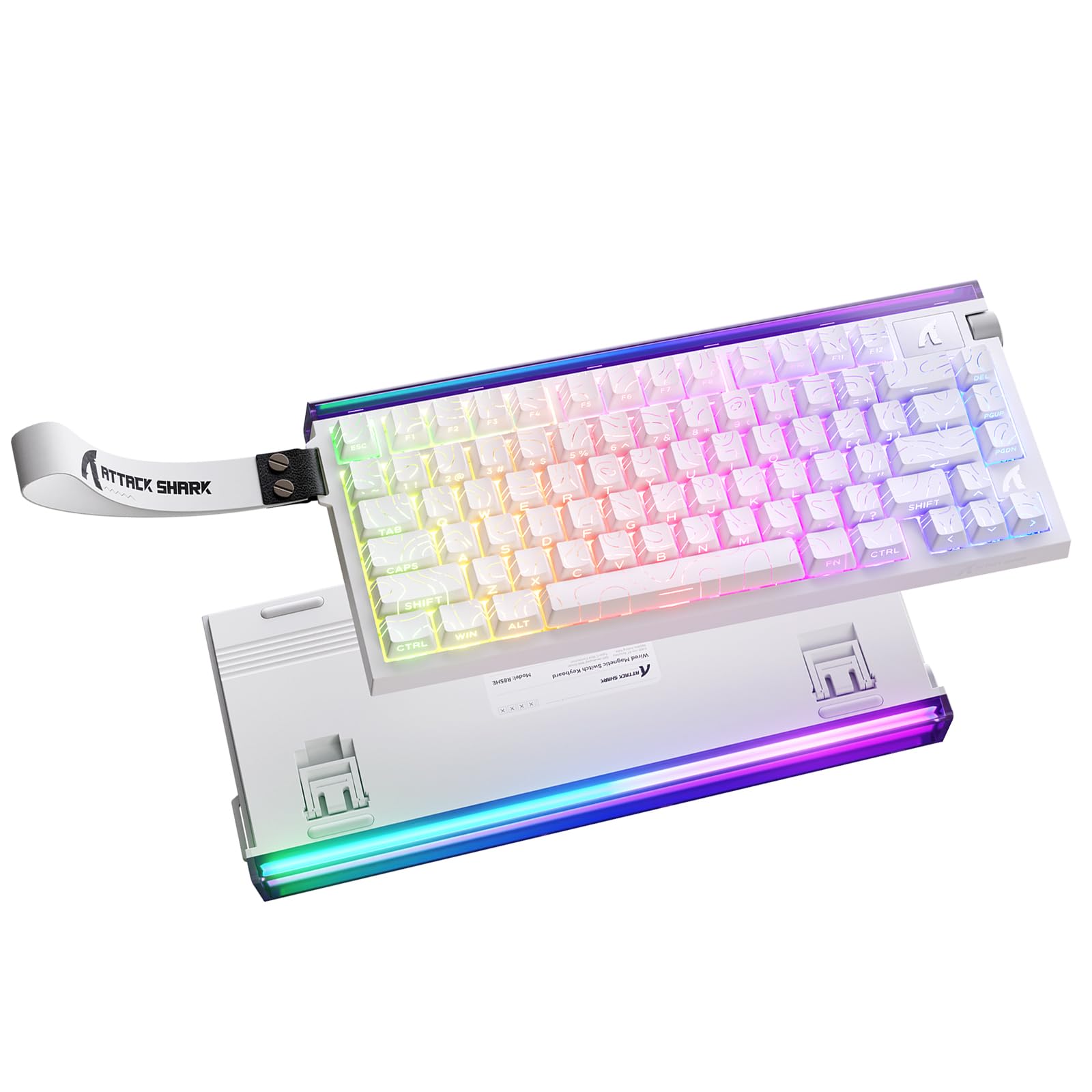 ATTACK SHARK R85HE ゲーミングキーボード 有線 ラピッドトリガー キーボード 8000Hz ポーリングレート 磁気スイッチ RT0.005mm RGB キーボード 75%レイアウト ノブ付き 1600万色RGBムードライト搭載 PBTキー｜松陰屋 店 9,941円