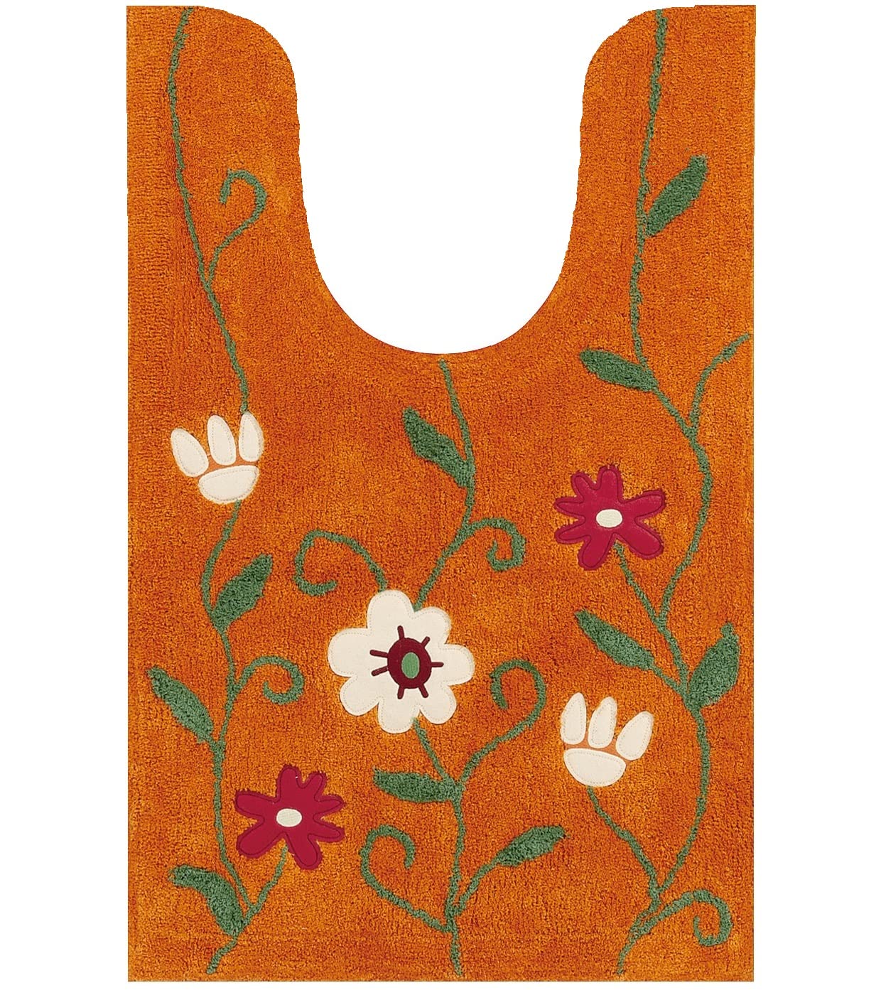 sybilla お花園地 耳長 室内用便器引っ敷き 約95×60糎 オレンジ色 36322 トイレ用品-トイレマット・カバー・シート-トイレマット