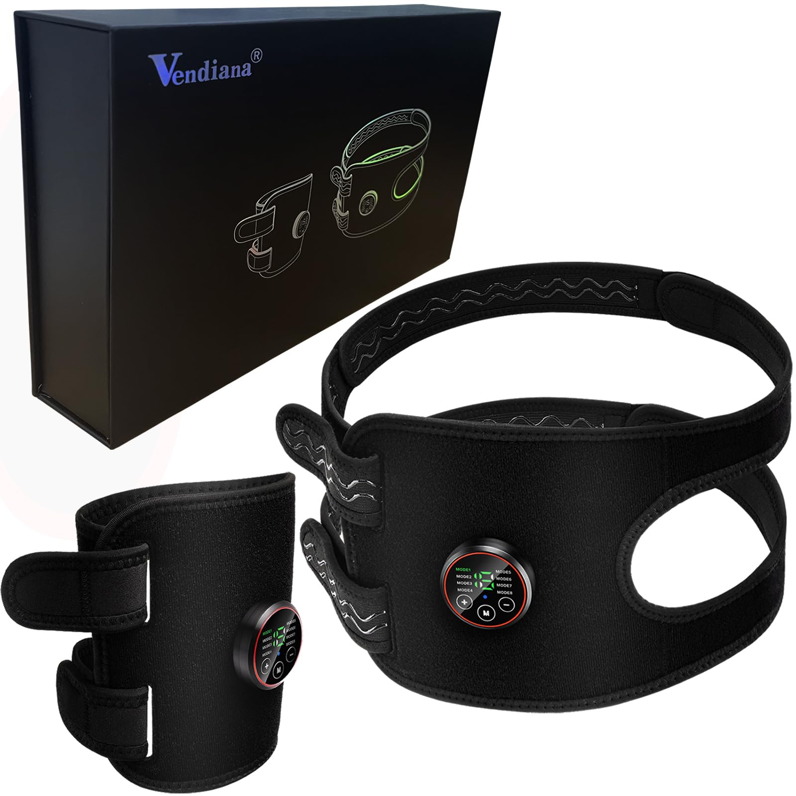 Vendiana EMS腹筋ベルト フィットレスベルト2個セット ジェルシート不要 8 モード 15 強度 0.3mm薄型導電材パッド 全身対応ems 二の腕 太もも 背中 腹筋 お腹等全身筋トレの腹筋マシン ems足 水洗い可能 Type-C USB充電