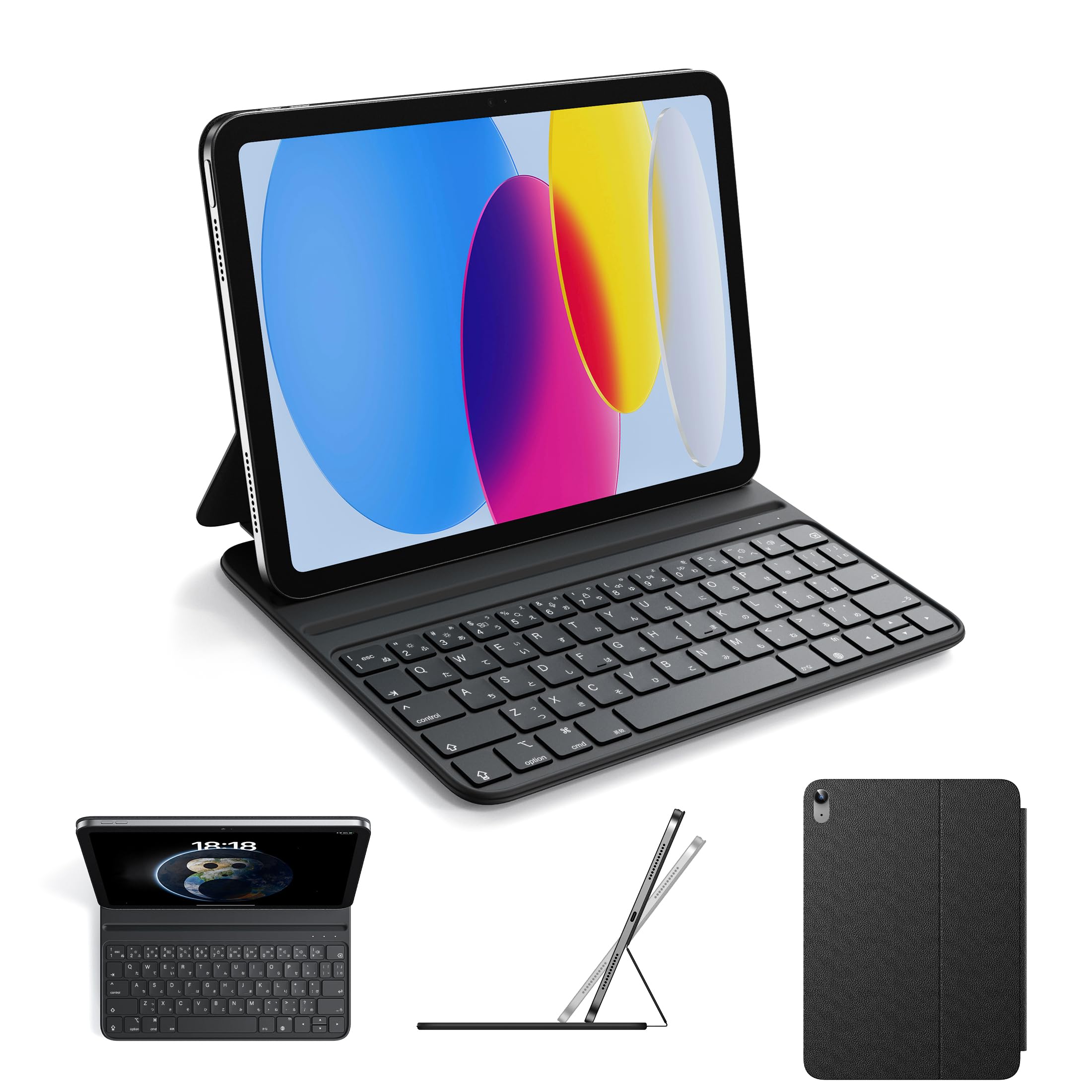 HOU iPad 第10世代 10.9インチ 2022 / 第11世代 11インチ A16 2025 対応 キーボード付きケース【日本語配列】磁気吸着充電式 大型キーキャップ設計 ダブルアングル調整 耐油・耐傷性 軽量設計 (ブラック)