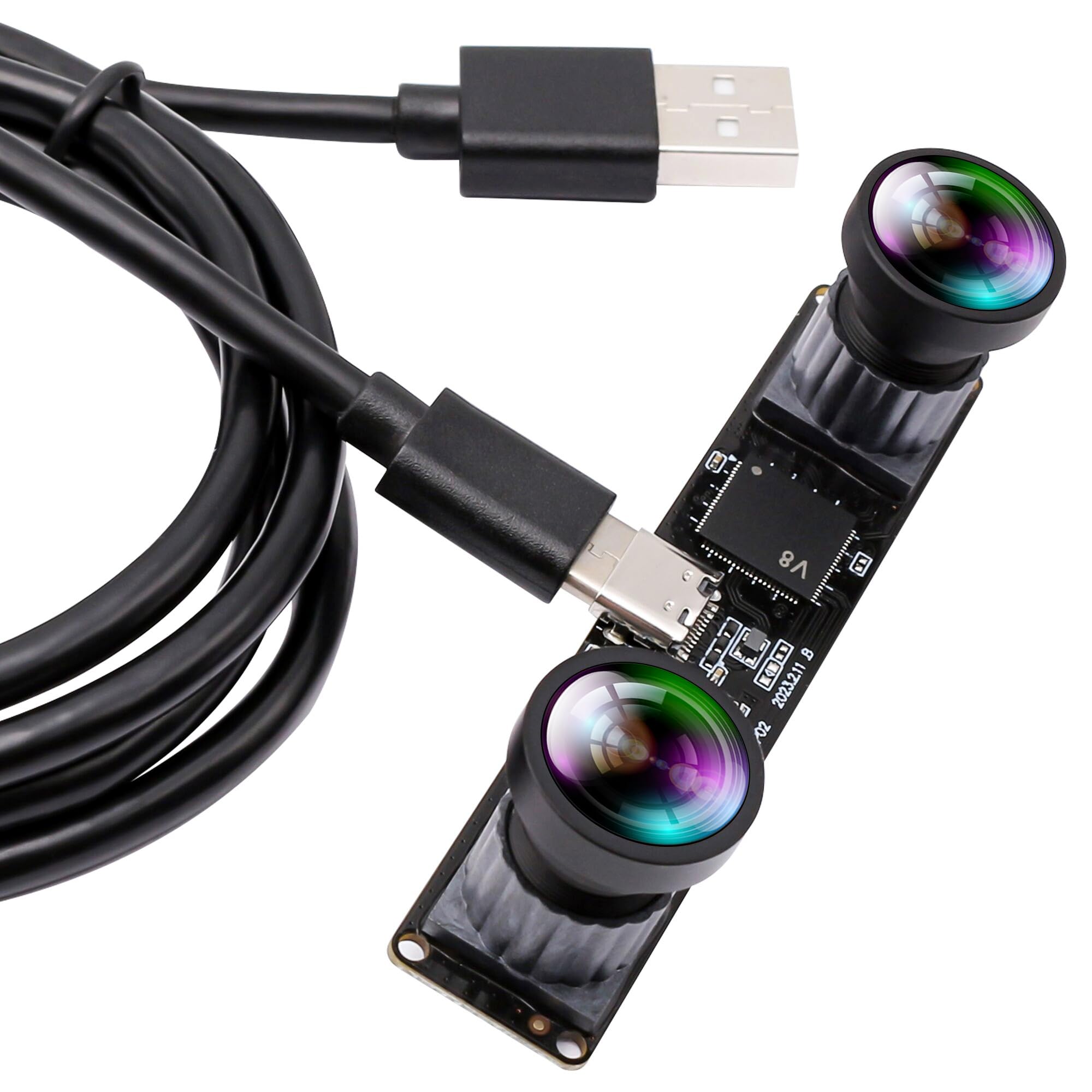 60fps 同期 USB カメラ ELP 4MP USB カメラモジュール 3840X 1080P 3D ステレオ USB ウェブカメラ PC コンピュータ用 UVC ウェブカメラ 120 度歪みなし デュアルレンズカメラモジュール プラグアンドプレイで顔|松陰屋 店