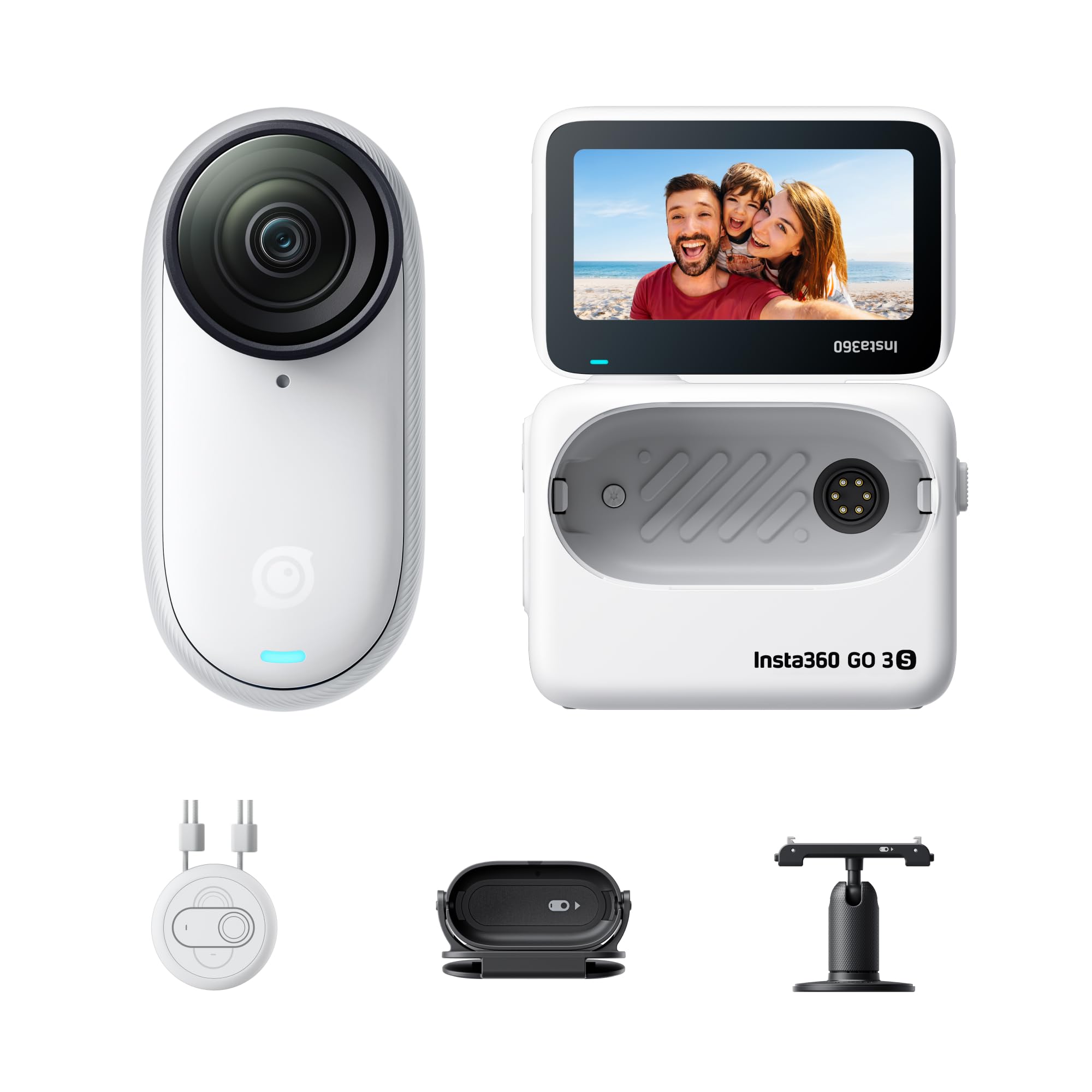 Insta360 GO 3S - 4K小型ウェアラブルVlogビデオカメラ、ハンズフリーPOV、どこでもマウント、手ブレ補正、バッテリー寿命140分、10m防水、AI編集、Apple Find My対応、Vlog/旅行/アウトドア/ペットPOV用 通常版 ｜松陰屋 店