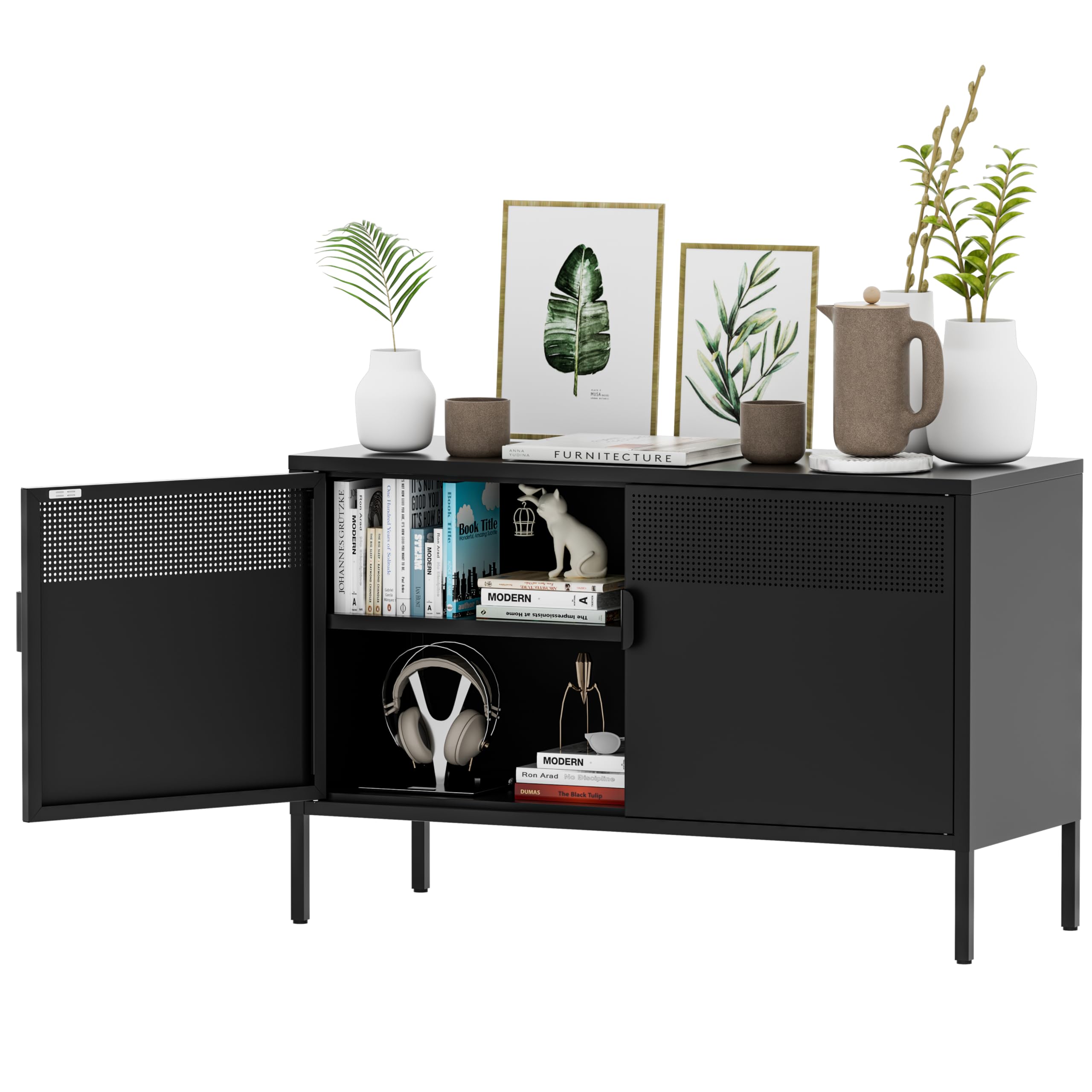 楽天市場】科飛亜 キャビネット 鋼製 サイドボード 扉付き リビング