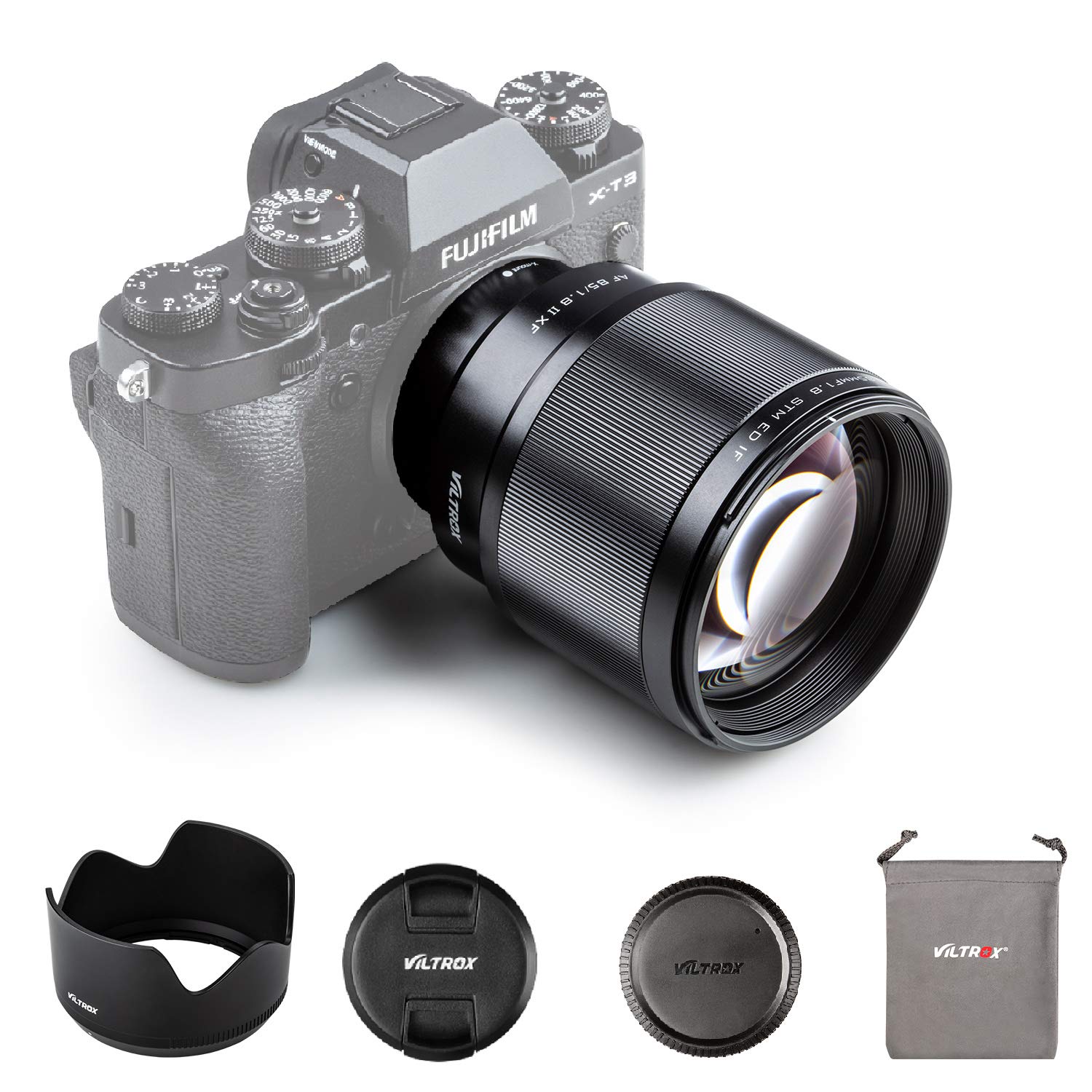 VILTROX 単焦点レンズ 中望遠レンズ XF-85mm F1.8 STM 二代目 瞳AF 富士フイルムXマウント用交換レンズ 手ぶれ補正対応 ポートレート X-T3 X-T2 X-T30 X-T20 X-T10 X-T100 X-PRO2 X-PRO3