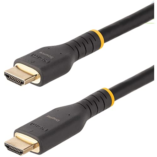 StarTech.com ハイスピードHDMI 2.0ケーブル／10m／アクティブ／4K60Hz／イーサネット対応／高耐久性／アラミド繊維使用／オス - オス／ブラック／長尺 UHD モニター ディスプレイ コード RH2A-10m-HDMI-CABLE