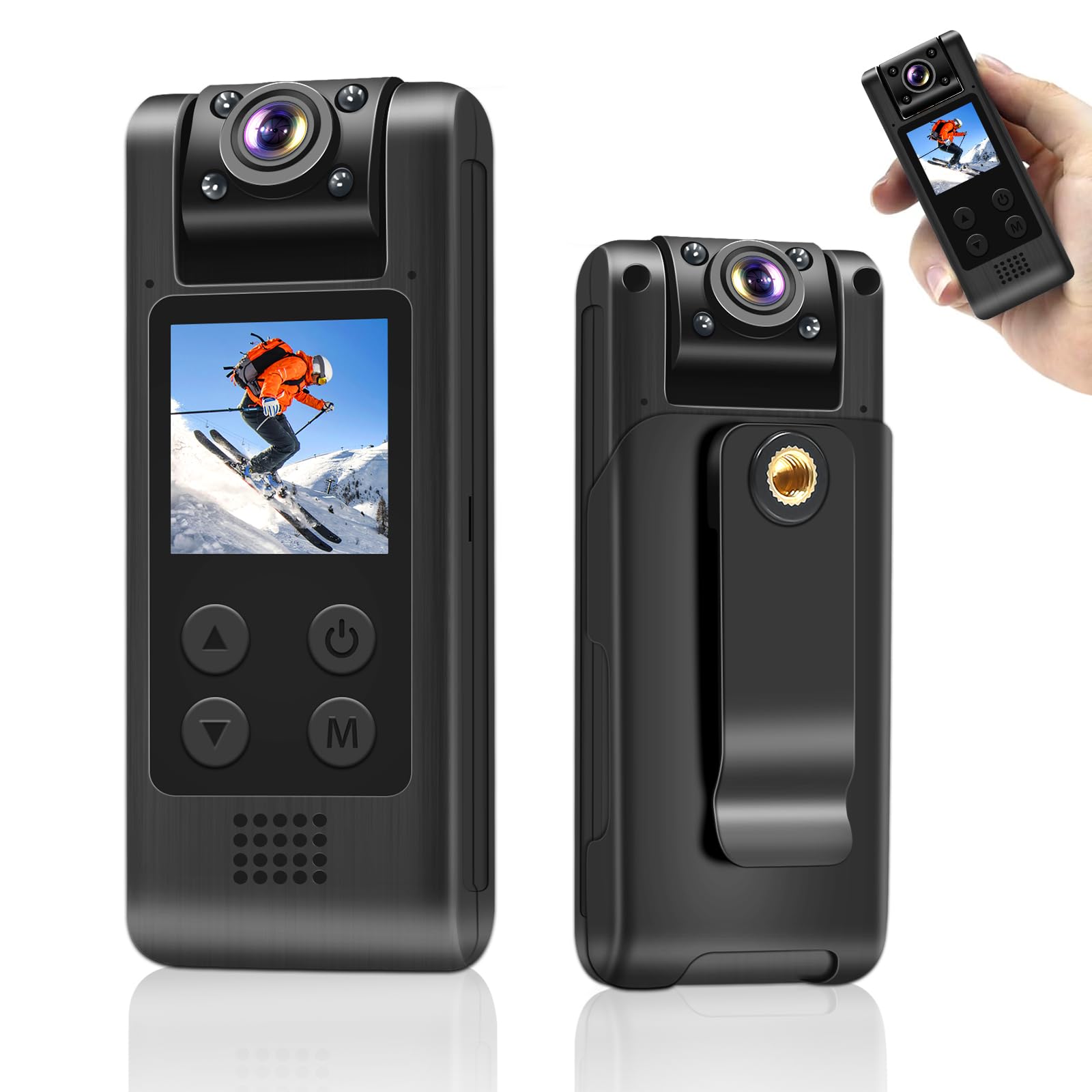 LXMIMI アクションカメラ 4K ウェアラブルカメラ ボディカメラ 安定に録画＆写真撮影 1.3インチ液晶画面 180°回転式レンズ 120°広角 256GB 循環録画 動体検知 赤外線暗視 クリップ型 スポーツカメラ ビデオカメラ vlogカメラ ス