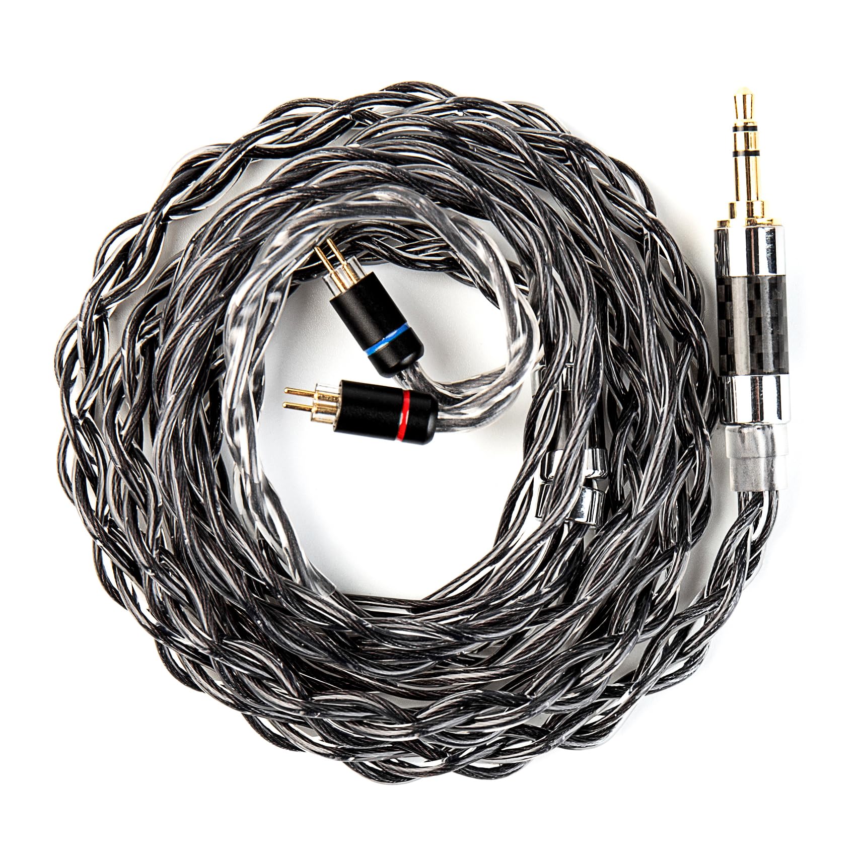 KBEAR 黒曜 2pin3.5mmイヤホンリケーブル HiFiイヤホン用アップグレードケーブル グラフェン＆6NOCC単結晶銅ハイブリッド導体精密編組構造/4本196コア/21AWG /温かみのある充実した響き/航空用アルミニウム合金電鍍+ 陽極酸化処理