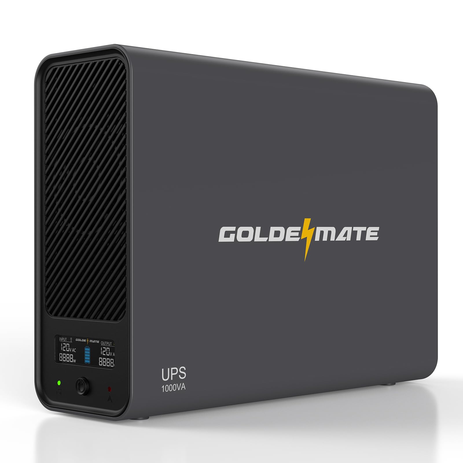 GOLDENMATE 無停電電源装置 UPS 1000VA Pro/800W リン酸鉄リチウムイオン電池採用 230Wh 常時商用給電 正弦波 ネットワーク機器 通信システム ホームオフィス 家庭用の高効率バックアップ電源 8ポート ダークグレー|松陰屋 店