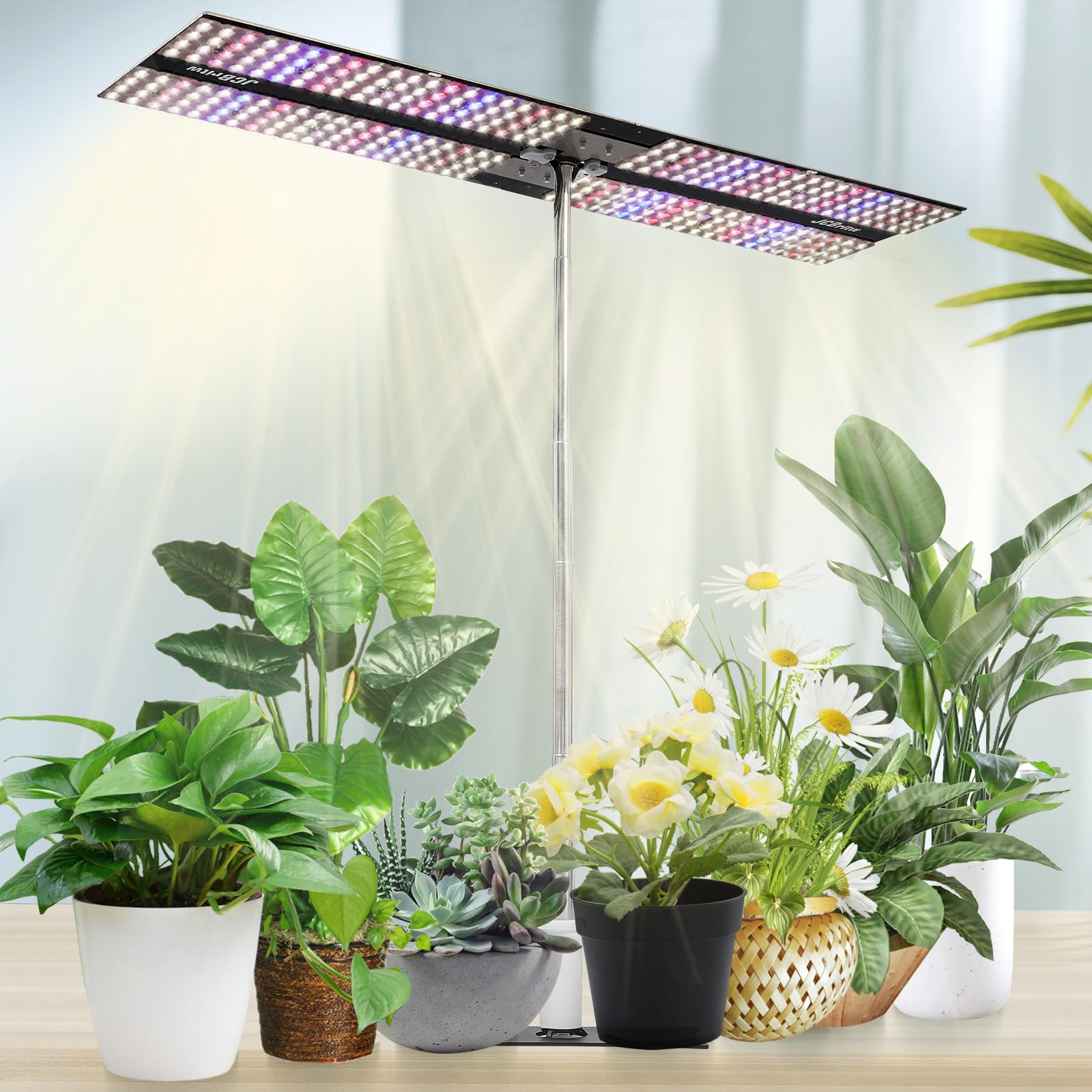 JCBritw 200W植物育成ライトLED フルスペクトル デイジーチェーン機能付き、90度レンズ植物ライト 屋内植物用 多肉植物育成 観葉植物 水耕栽培用ライト 野菜工場 植物栽培工場 家庭菜園 室内園芸