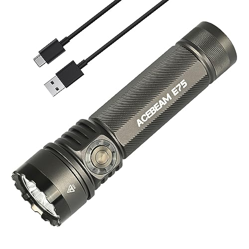 ACEBEAM E75 明るい懐中電灯 LEDフラッシュライト 4500ルーメン 高輝度 強力 USB-C充電式 IP68防水 小型 ハンディライト ワークライト キャンプ 登山 捜索救助 防災 停電対策 緊急用|松陰屋 店
