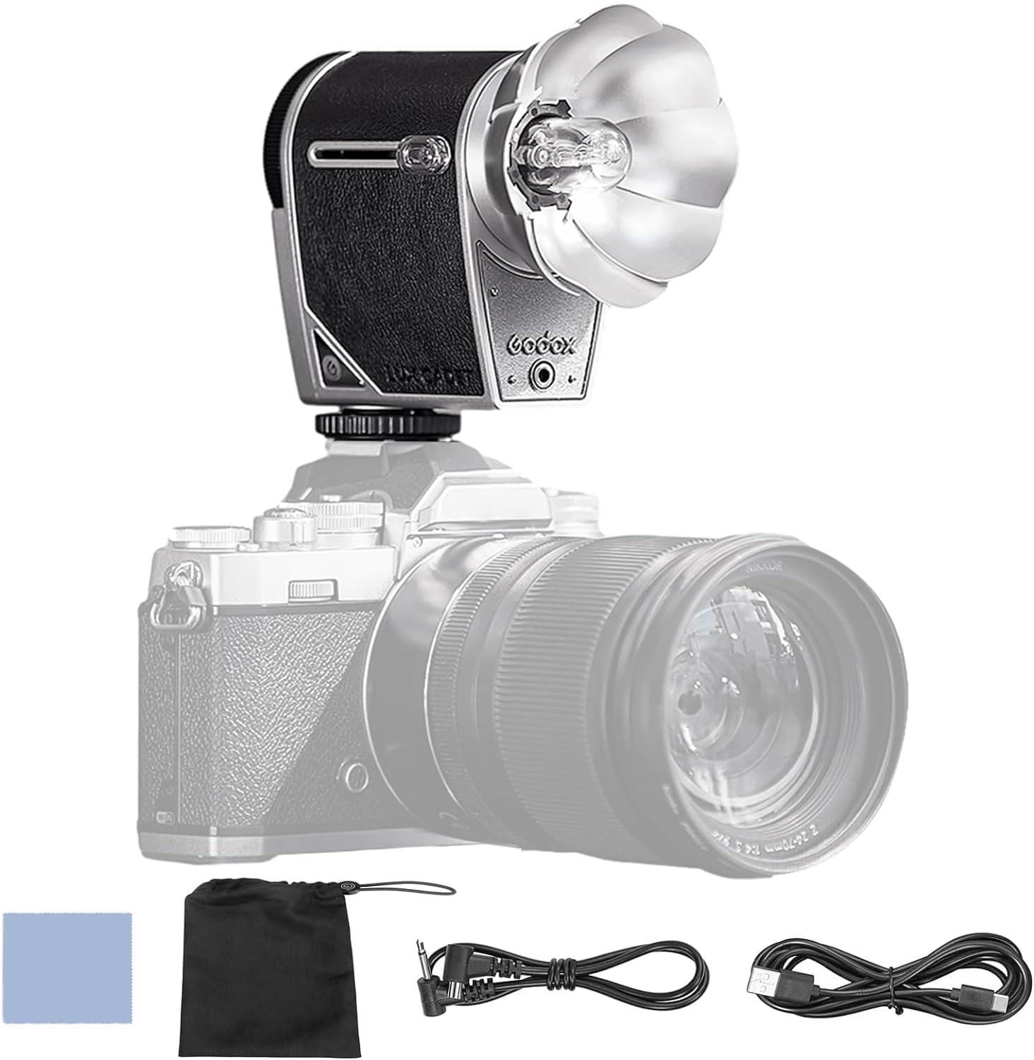 GODOX lux Cadet レトロカメラフラッシュ GN10 6200K&plusmn;300K 色温度 自動および手動フラッシュモード 1/1-1/64 フラッシュパワー 28mm 焦点距離 Canon Nikon Sony Fujifilm Olympus ホッ｜松陰屋 店