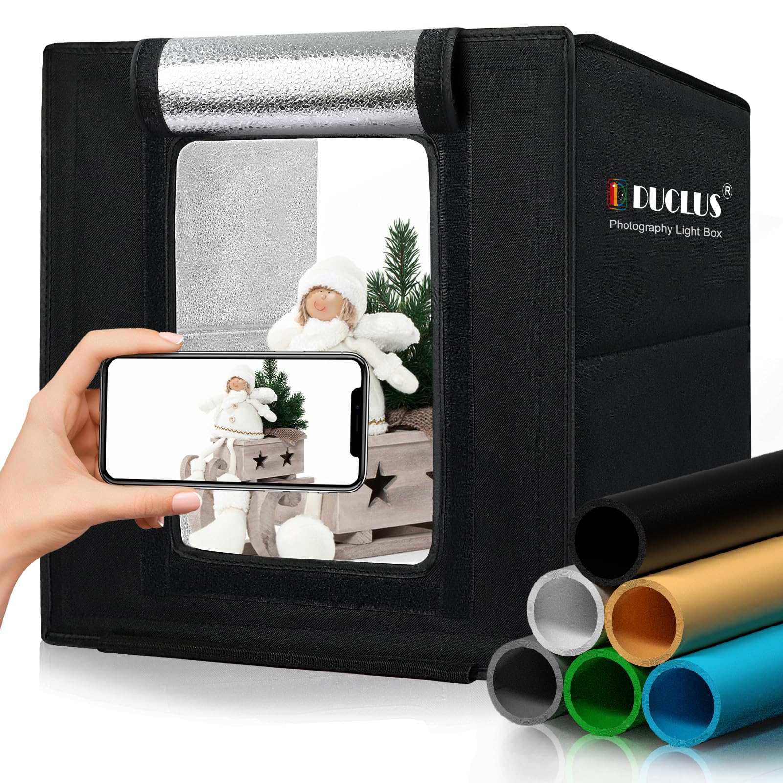 DUCLUS 撮影ボックス 80cm 撮影ブース 折りたたみ、Light Box 簡易 写真スタジオ 調光可能な210個のLEDライト、6色背景 大型商品撮影用キット｜松陰屋 店