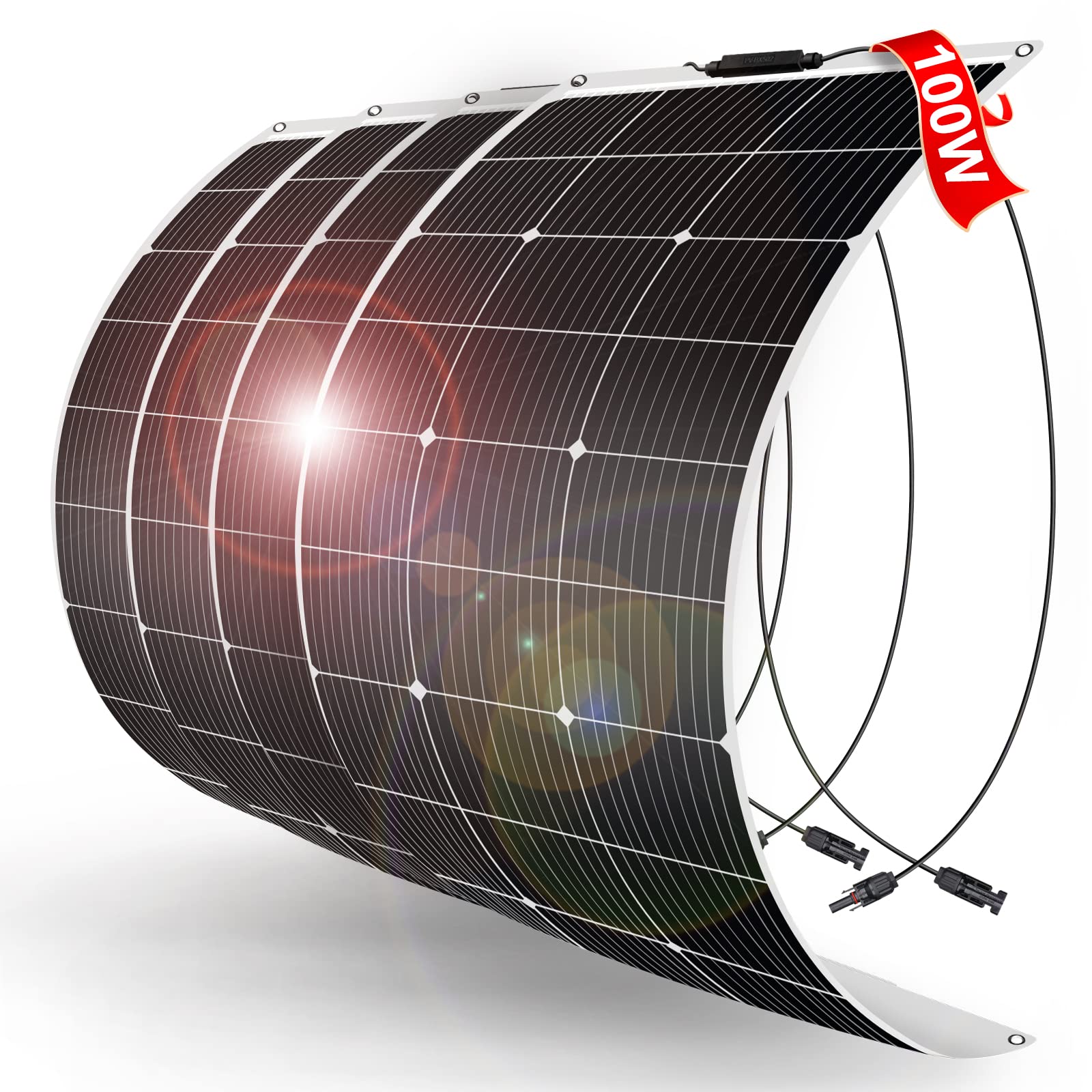 DOKIO ソーラーパネル 400W フレキシブル 防災対策 単結晶 4枚*100W 18v ポータブル電源や12Ｖバッテり適用 自作のソーラー発電に最適な小型・家庭用太陽光パネル 太陽光パネル 曲げ可能 IP67防水防塵 車中泊 野外 災害対策 変換効率