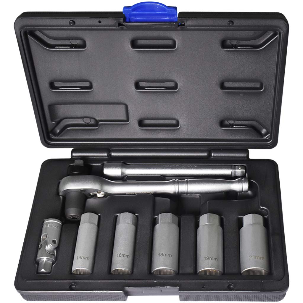良匠 FIRSTINFO TOOLS スパークプラグ トルクレンチセット（8点） 差込角3/8"(9.5mm) ソケット14mm、16mm、18mm、19mm、21mm付｜松陰屋 店